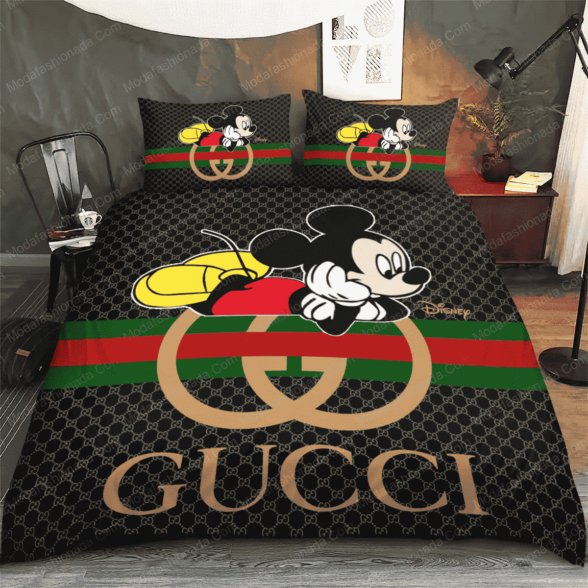 Mickey Mouse Gucci Logo Fashion Brands 34 Bedding Set