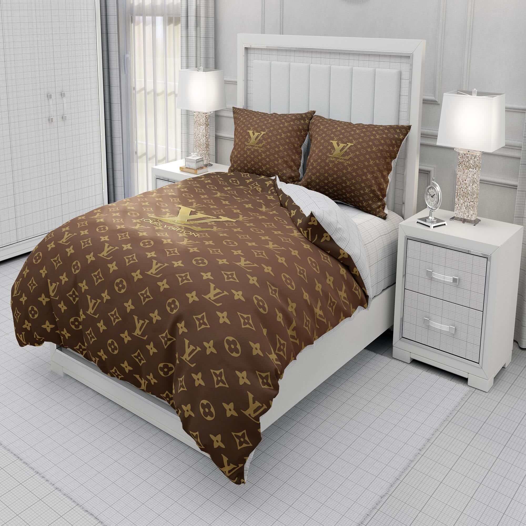 Gold Louis Vuitton Symbol Logo Bedding Sets Gold Louis Vuitton Symbol Logo Bedding Sets