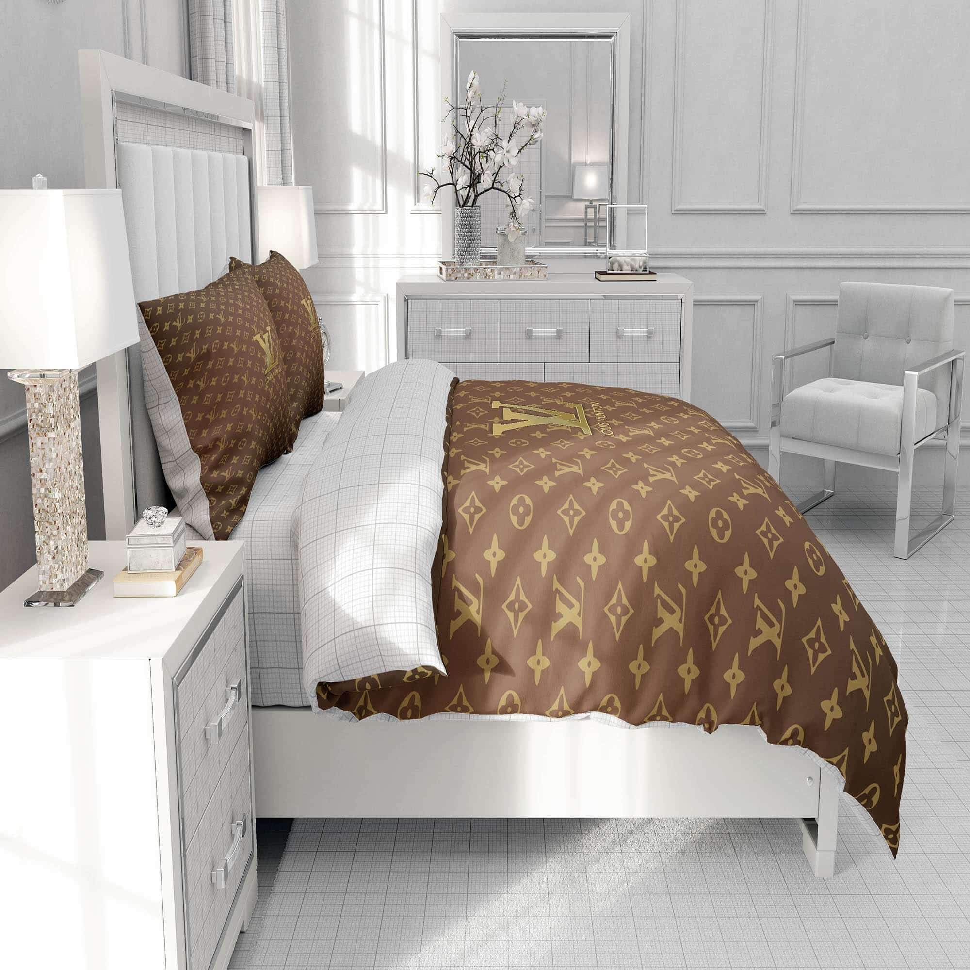 Gold Louis Vuitton Symbol Logo Bedding Sets Gold Louis Vuitton Symbol Logo Bedding Sets