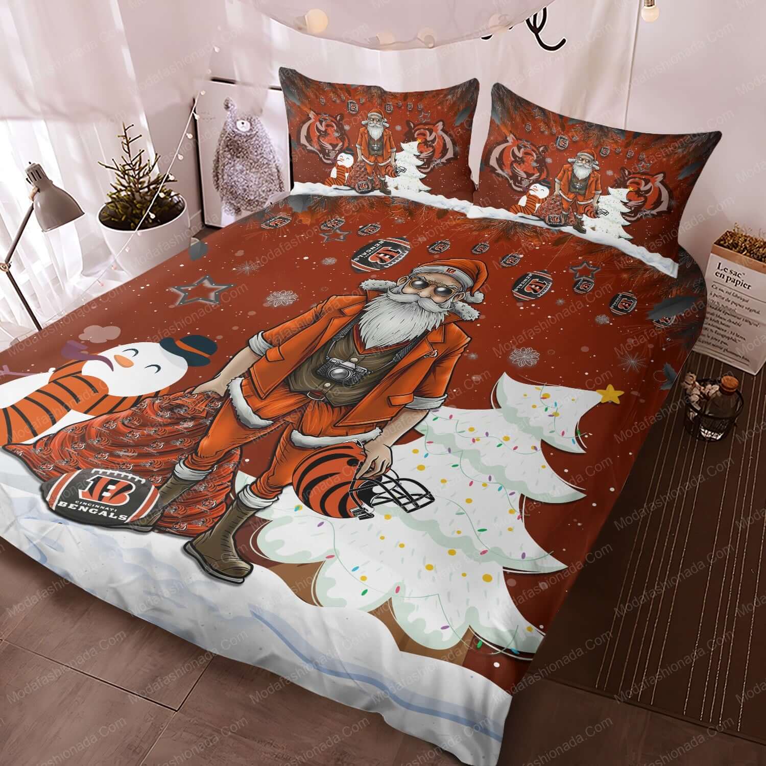 Cincinnati Bengals Christmas Santa Claus Bedding Sets Cincinnati Bengals Christmas Santa Claus Bedding Sets