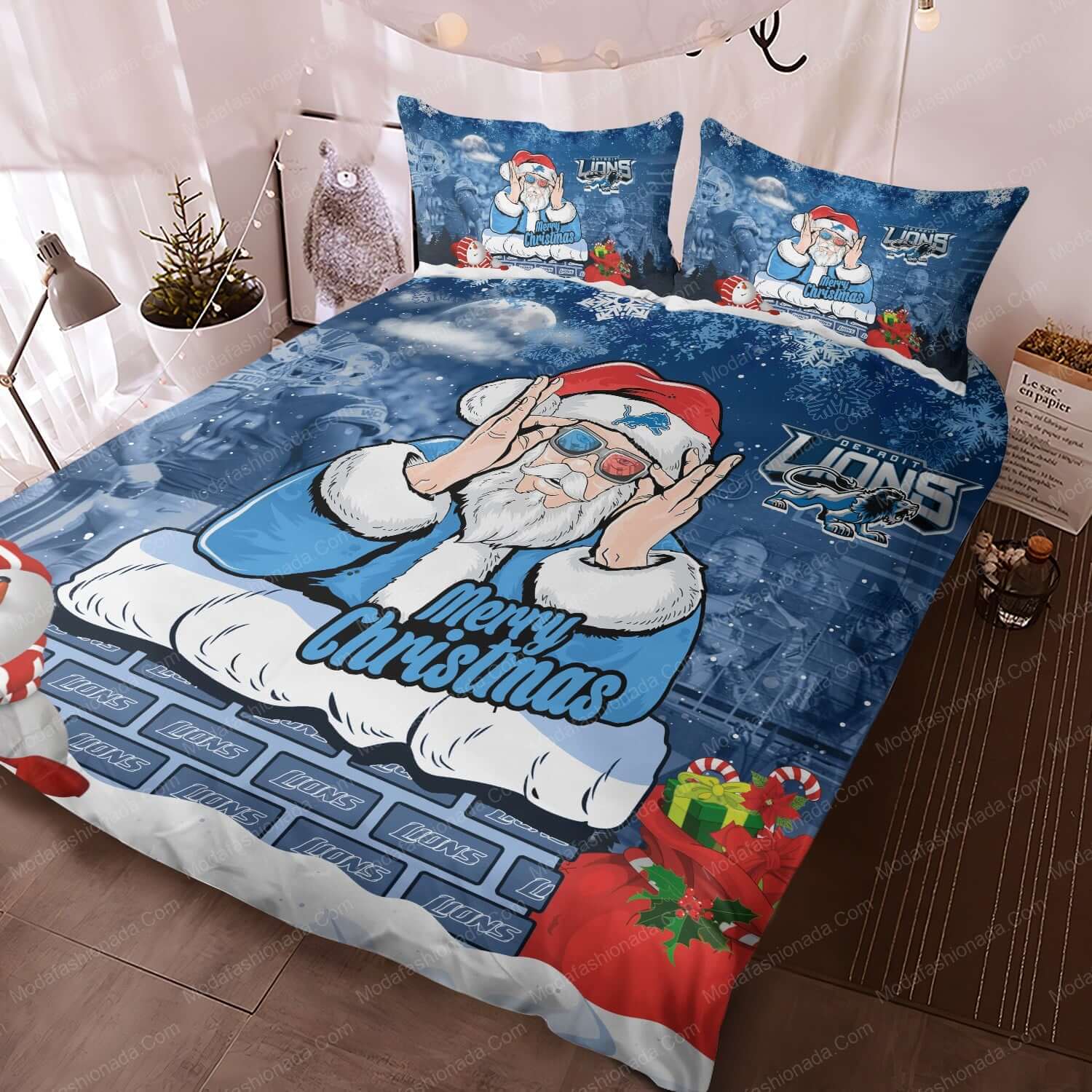 Detroit Lions Christmas Santa Claus Bedding Sets Detroit Lions Christmas Santa Claus Bedding Sets