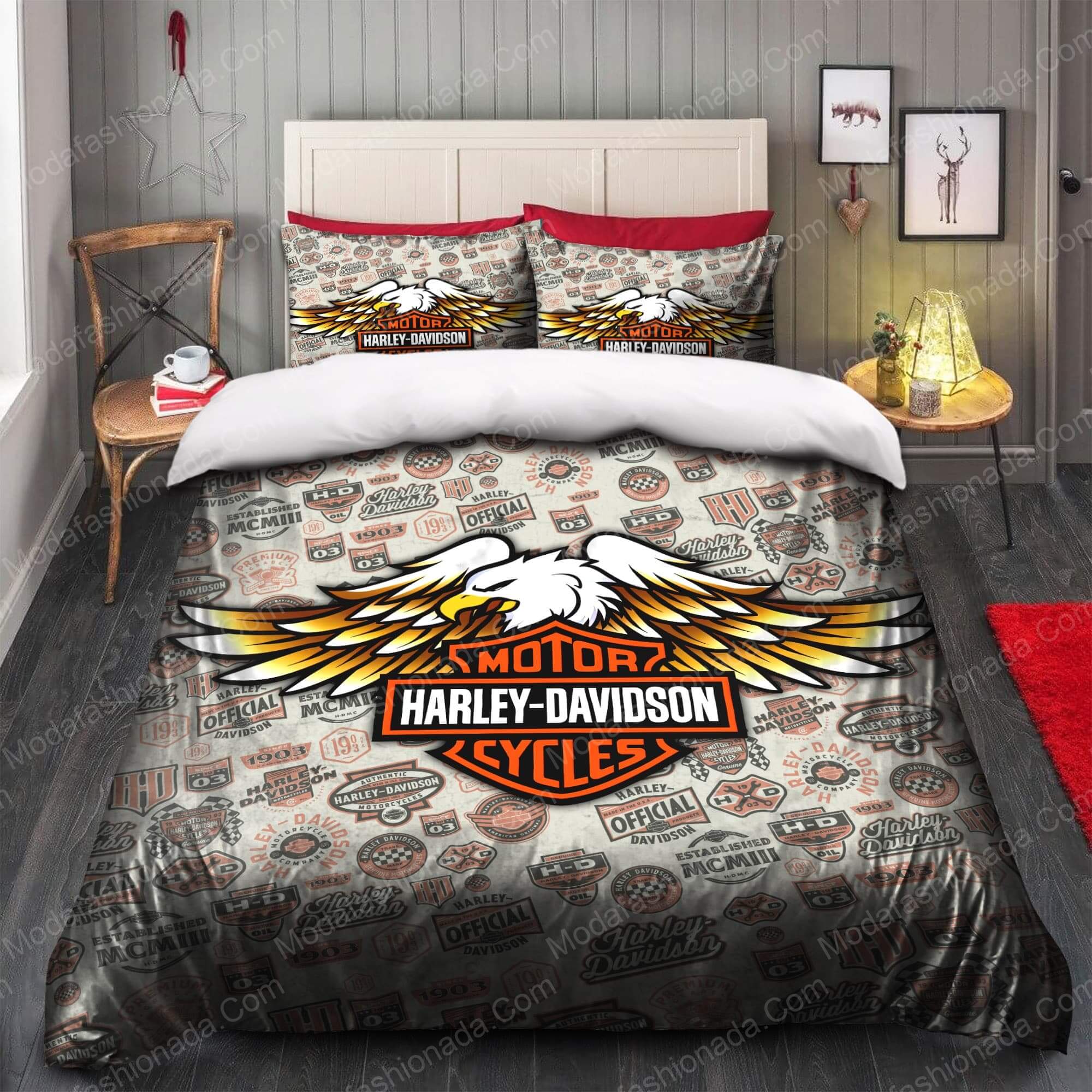 Harley-Davidson Logo With Eagle Bedding Sets Harley-Davidson Logo With Eagle Bedding Sets