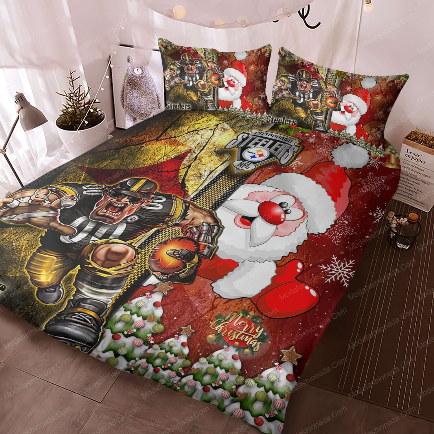 Pittsburgh Steelers Christmas Santa Claus Bedding Sets Pittsburgh Steelers Christmas Santa Claus Bedding Sets