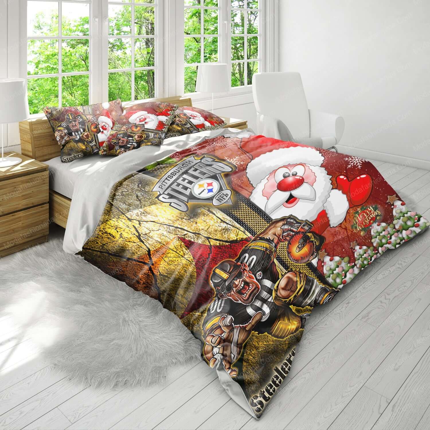 Pittsburgh Steelers Christmas Santa Claus Bedding Sets Pittsburgh Steelers Christmas Santa Claus Bedding Sets