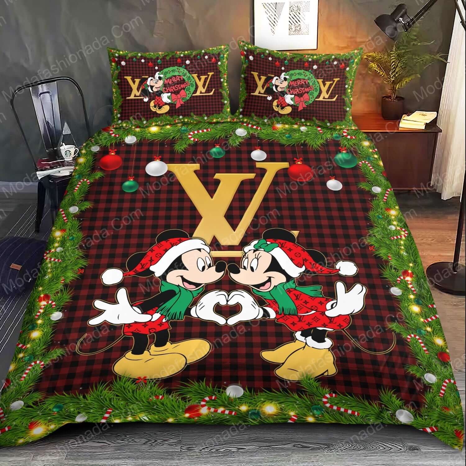 Christmas Mickey And Minnie LV Bed Sets Bedding Sets Christmas Mickey And Minnie LV Bed Sets Bedding Sets