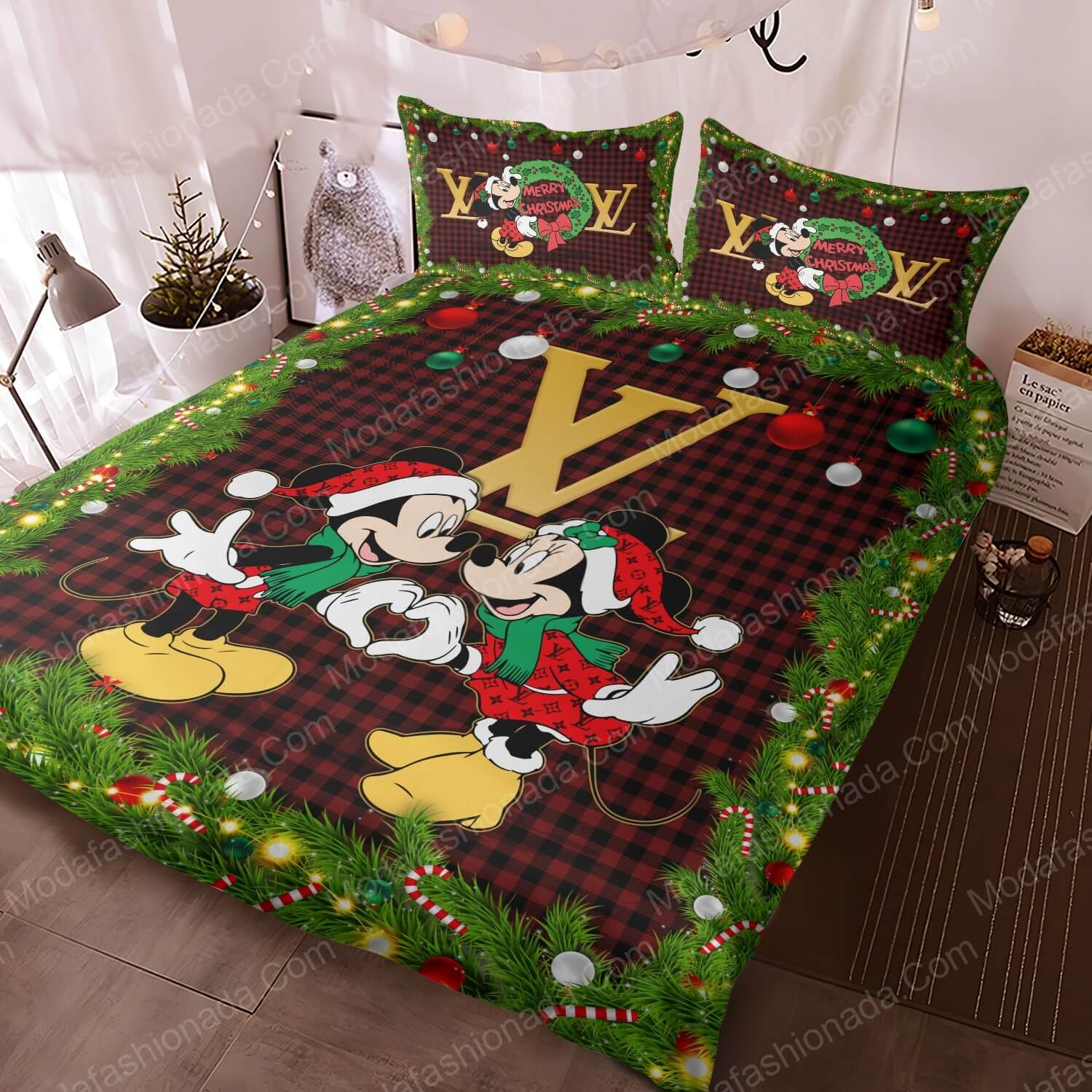 Christmas Mickey And Minnie LV Bed Sets Bedding Sets Christmas Mickey And Minnie LV Bed Sets Bedding Sets