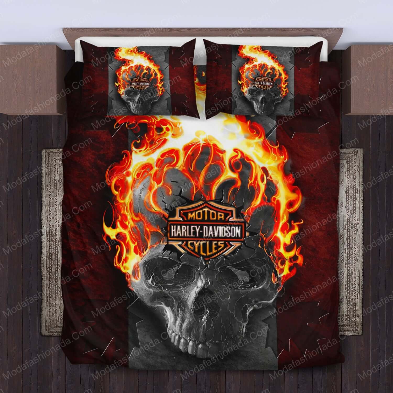 Harley Davidson Skull Fire Bedding Sets Bedding Sets - Modafashionada.Com