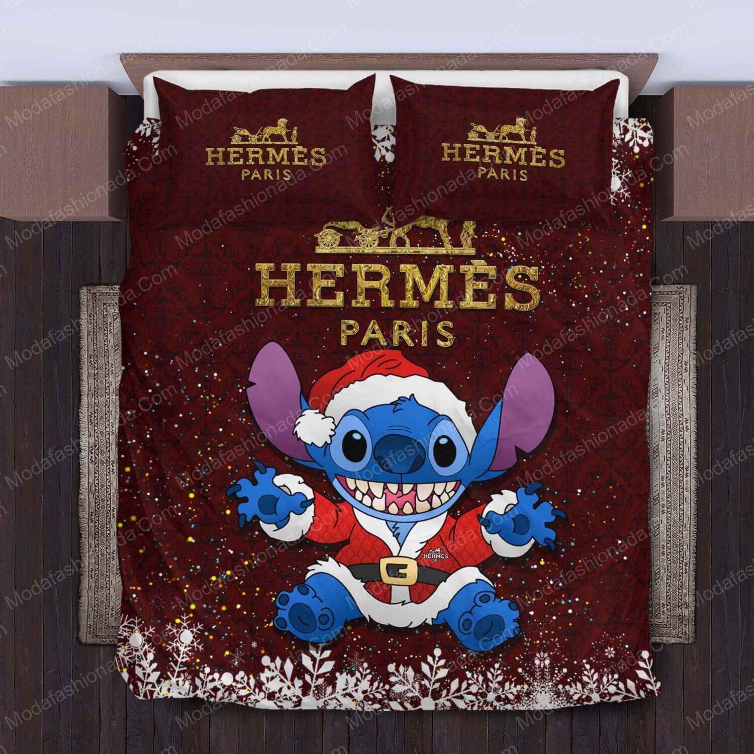 Lilo & Stitch Hermès Christmas Bed Sets Bedding Sets - Modafashionada.Com