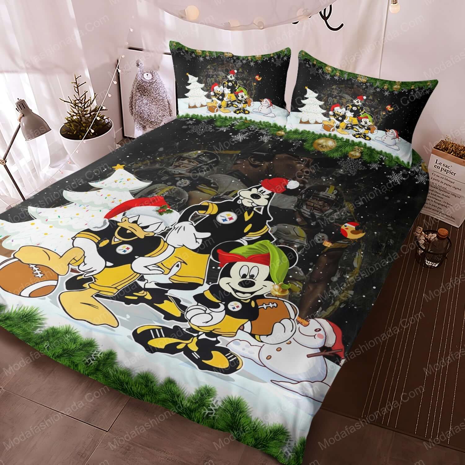 Mickey, Donald, Goofy NFL Pittsburgh Steelers Christmas Bed Sets Bedding Sets - Modafashionada.Com Mickey, Donald, Goofy NFL Pittsburgh Steelers Christmas Bed Sets Bedding Sets - Modafashionada.Com