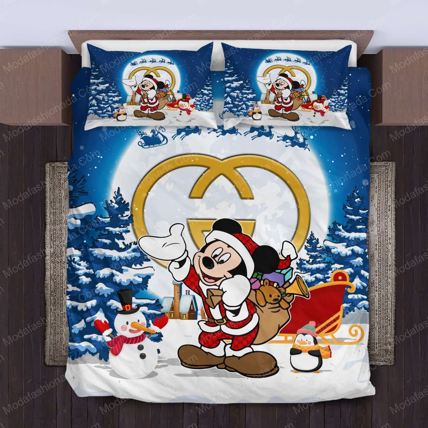 Mickey Pattern Gucci Merry Christmas Bed Sets Bedding Sets - Modafashionada.Com