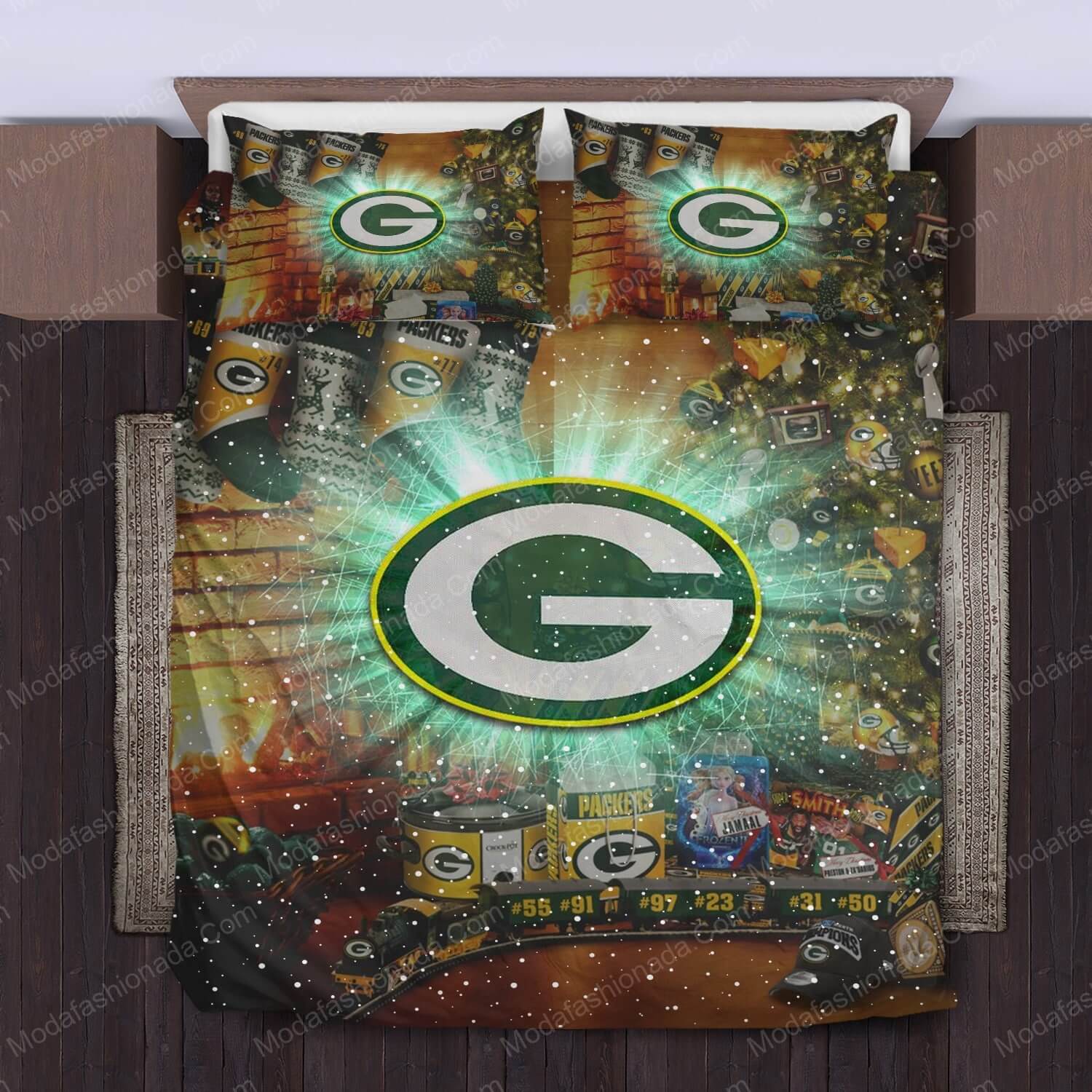NFL Green Bay Packers Logo Christmas Bedding Sets - Modafashionada.Com