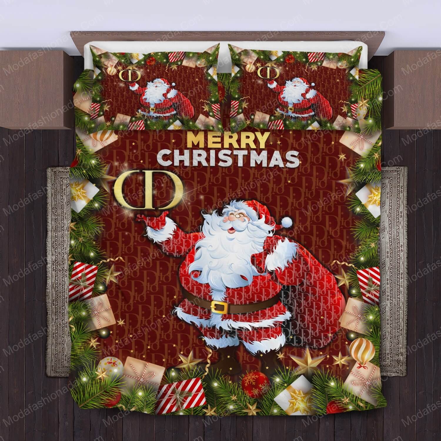 Santa Claus Dior Merry Christmas Bed Sets Bedding Sets - Modafashionada.Com