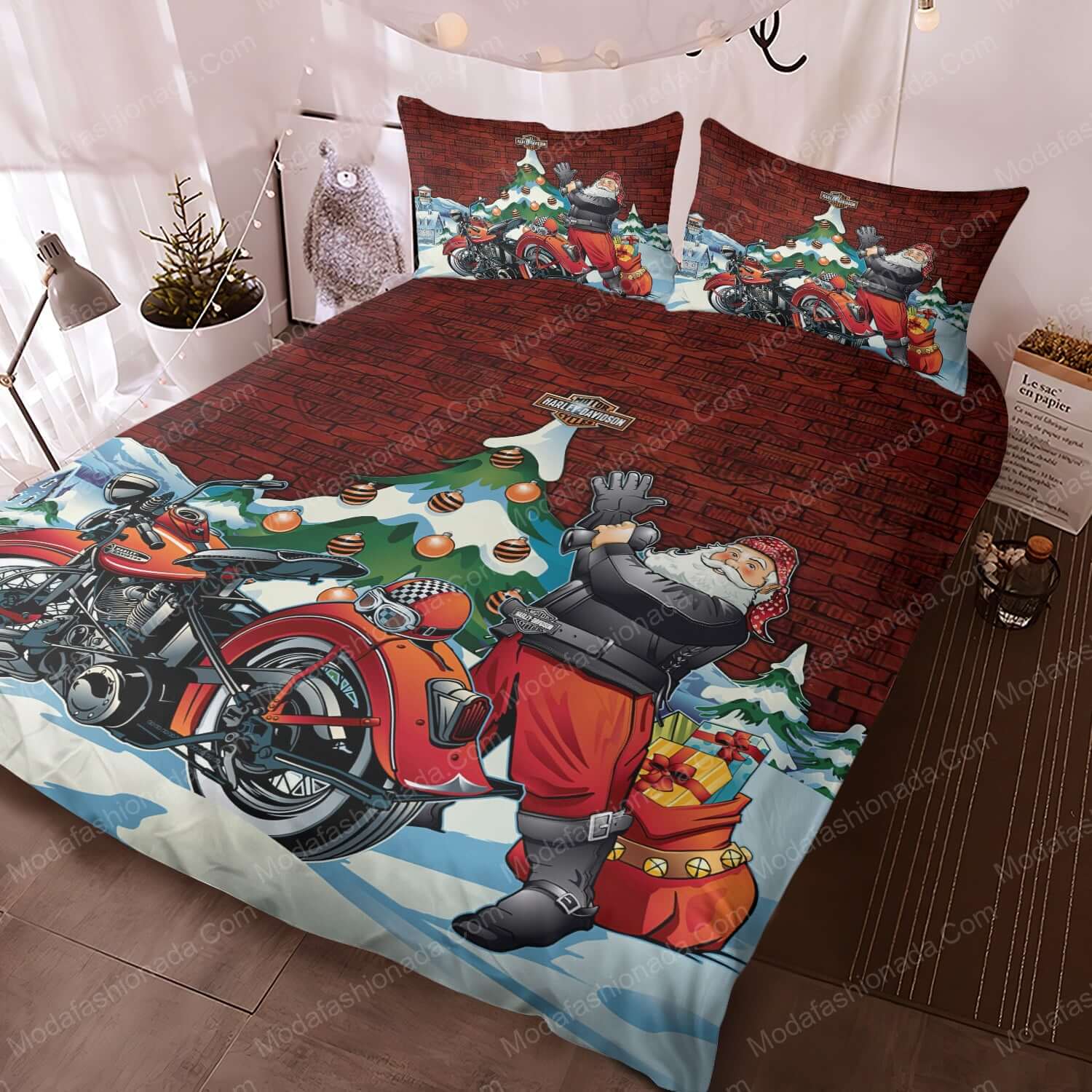 Santa Claus Harley Davidson Merry Christmas Bed Sets Bedding Sets - Modafashionada.Com Santa Claus Harley Davidson Merry Christmas Bed Sets Bedding Sets - Modafashionada.Com