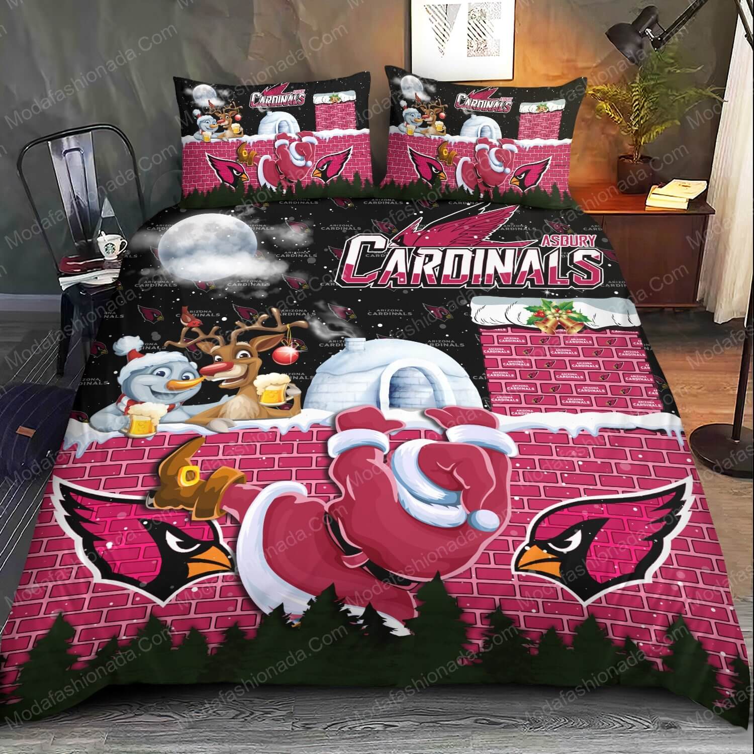 Santa Claus NFL Arizona Cardinals Christmas Bed Sets Bedding Sets - Modafashionada.Com