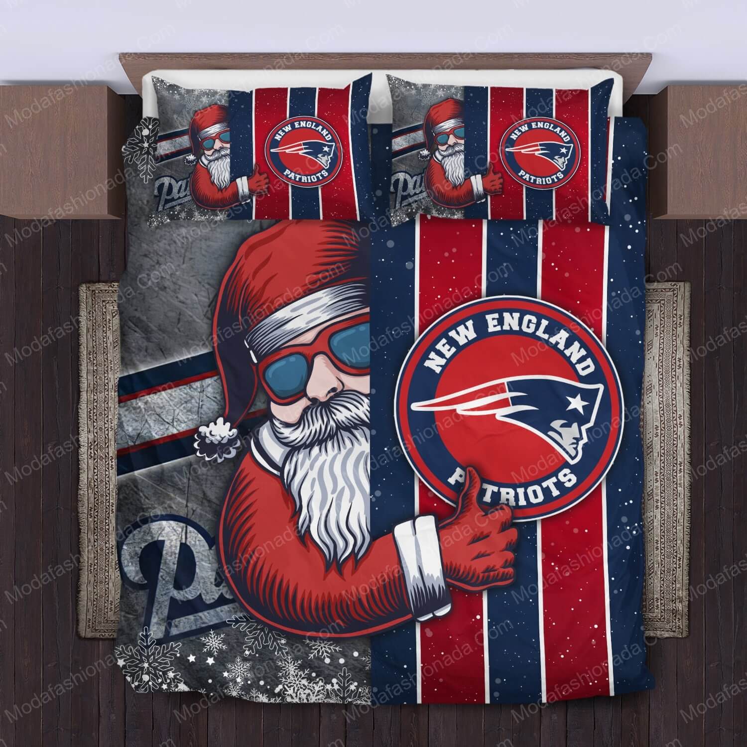 Santa Claus NFL New England Patriots Christmas Bed Sets Bedding Sets - Modafashionada.Com