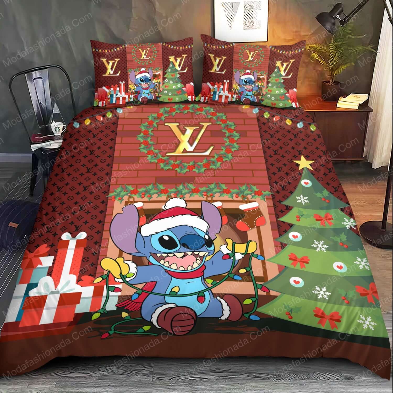Stitch Louis Vuitton Christmas Bed Sets Bedding Sets