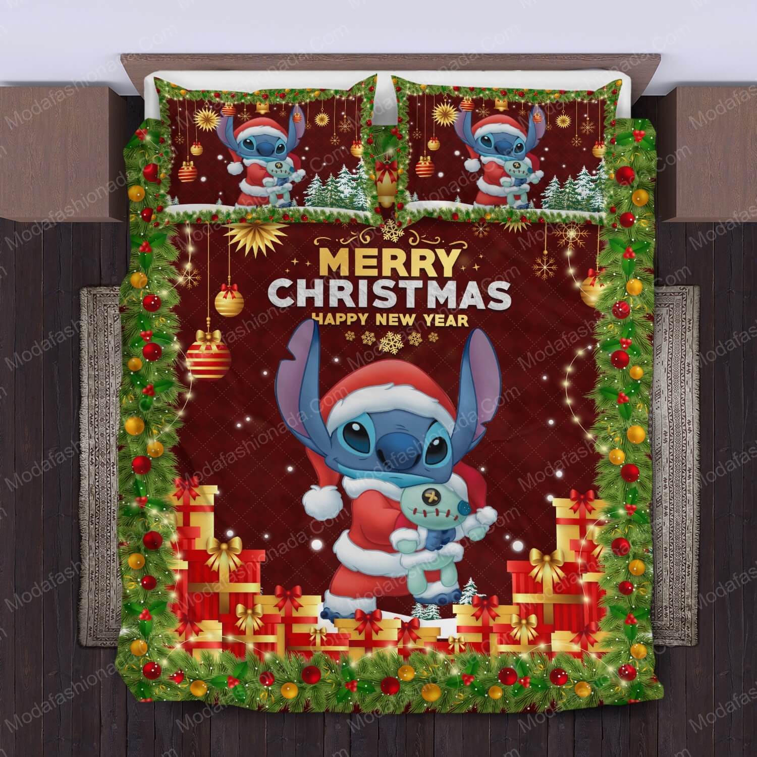 Stitch Merry Christmas Bed Sets Bedding Sets - Modafashionada.Com