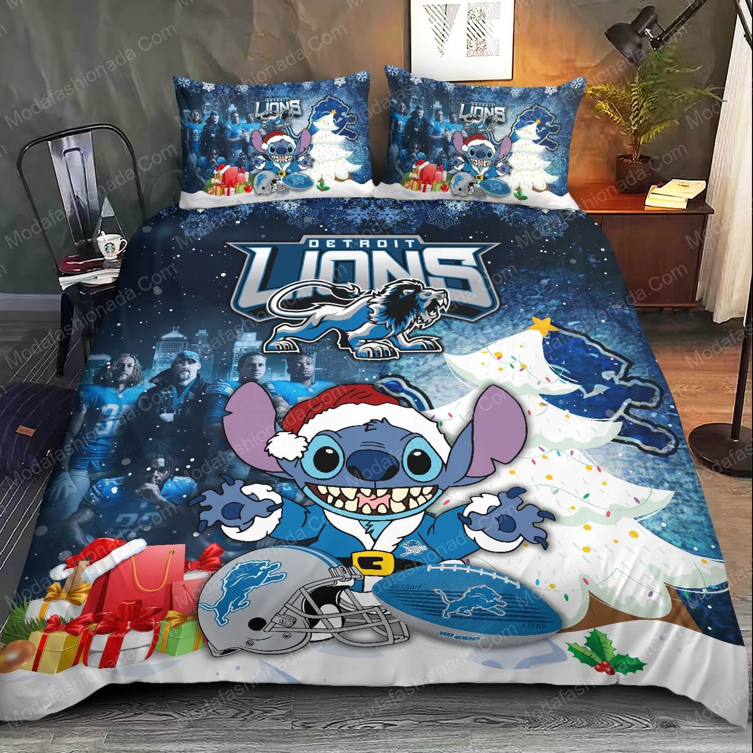 Stitch NFL Detroit Lions Christmas Bed Sets Bedding Sets - Modafashionada.Com Stitch NFL Detroit Lions Christmas Bed Sets Bedding Sets - Modafashionada.Com
