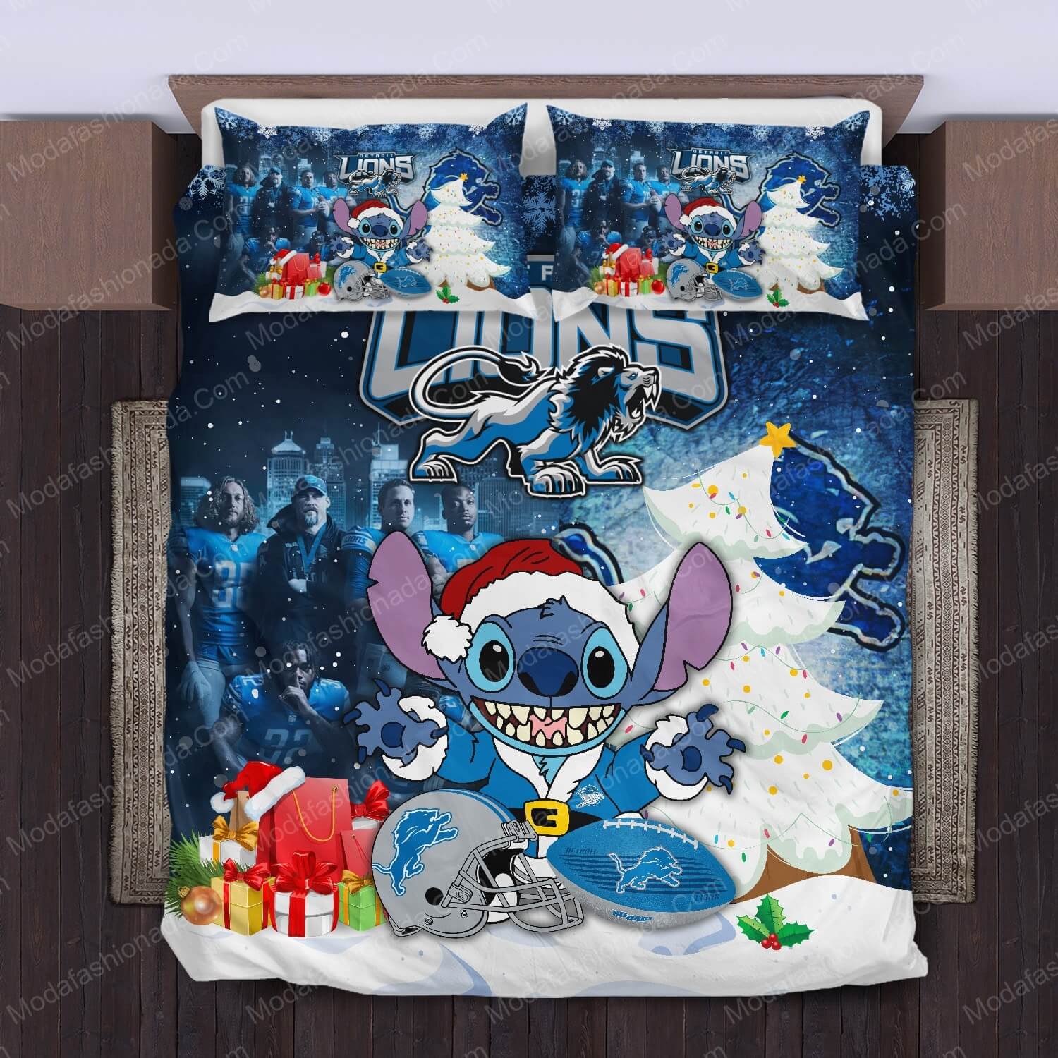 Stitch NFL Detroit Lions Christmas Bed Sets Bedding Sets - Modafashionada.Com