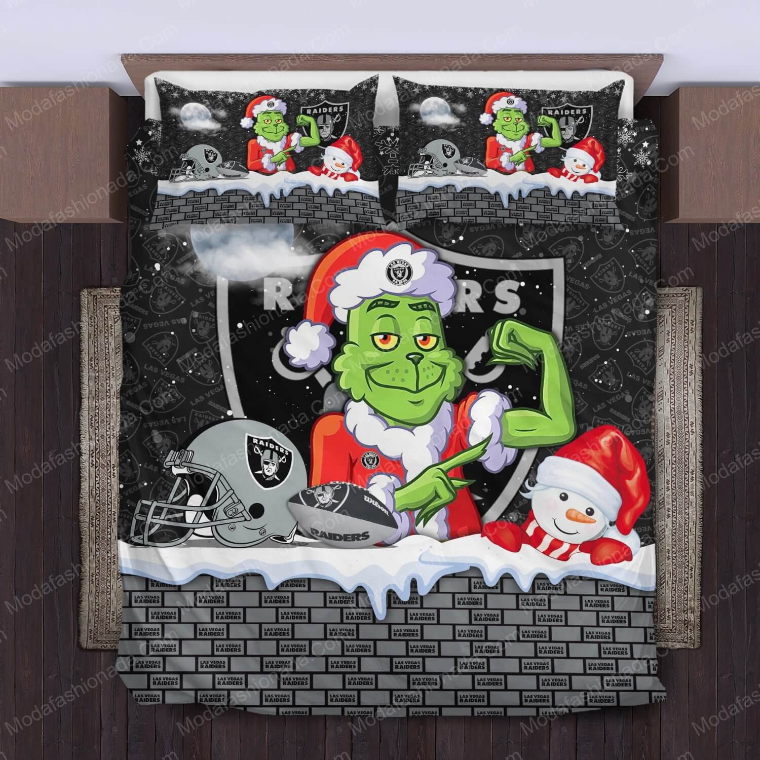 The Grinch  NFL Las Vegas Raiders Christmas Bedding Sets - Modafashionada.Com