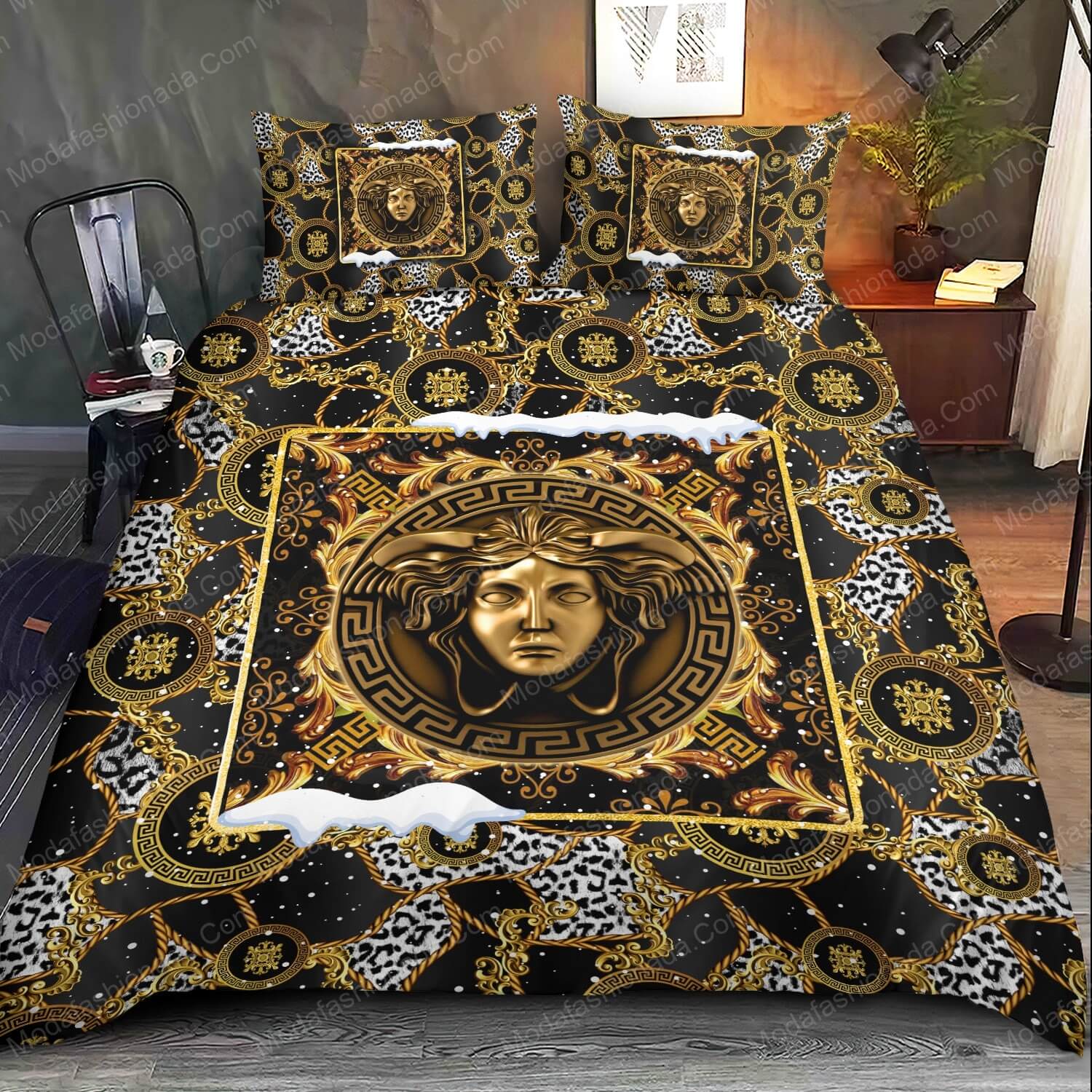 Versace Logo Christmas Bed Sets Bedding Sets - Modafashionada.Com Versace Logo Christmas Bed Sets Bedding Sets - Modafashionada.Com