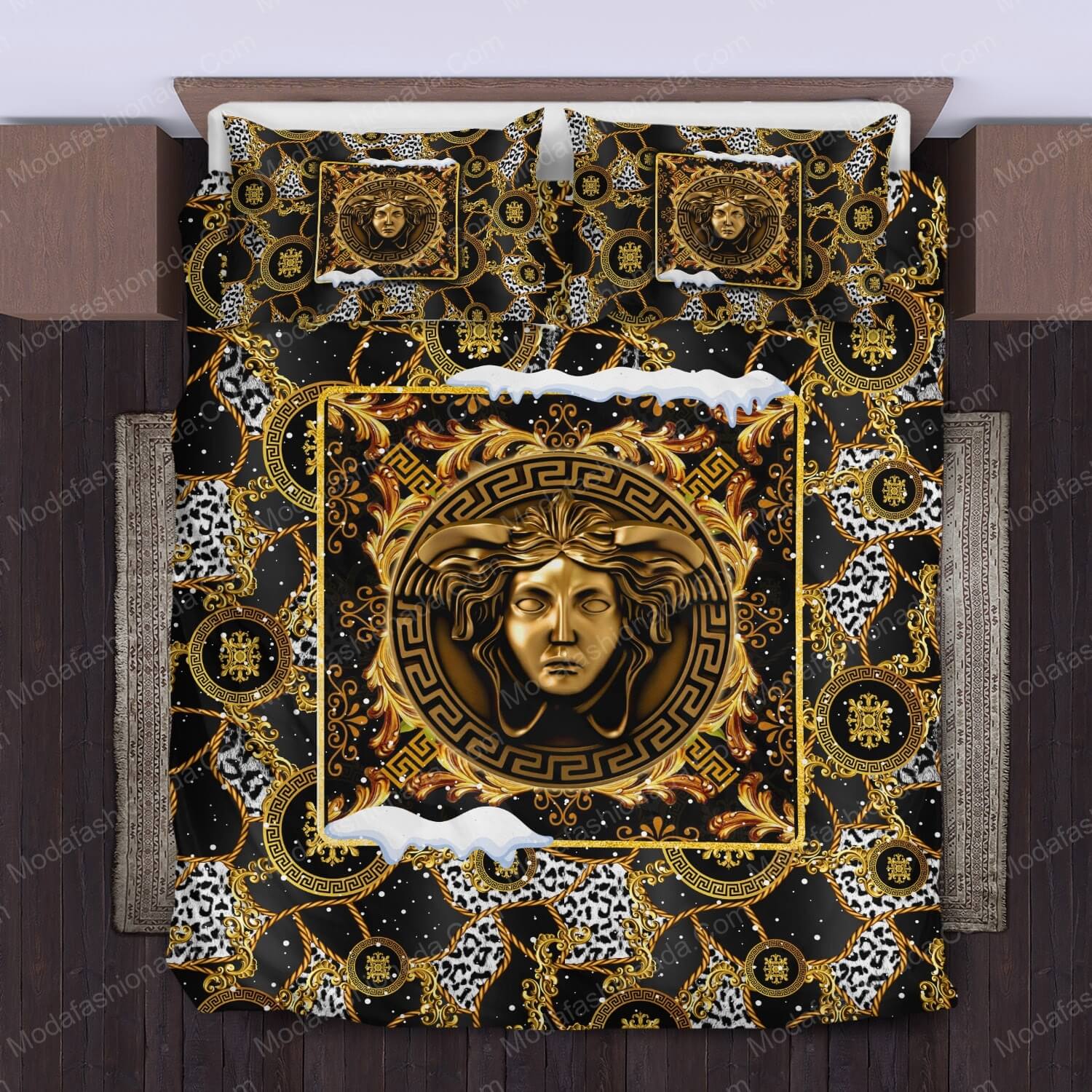 Versace Logo Christmas Bed Sets Bedding Sets - Modafashionada.Com