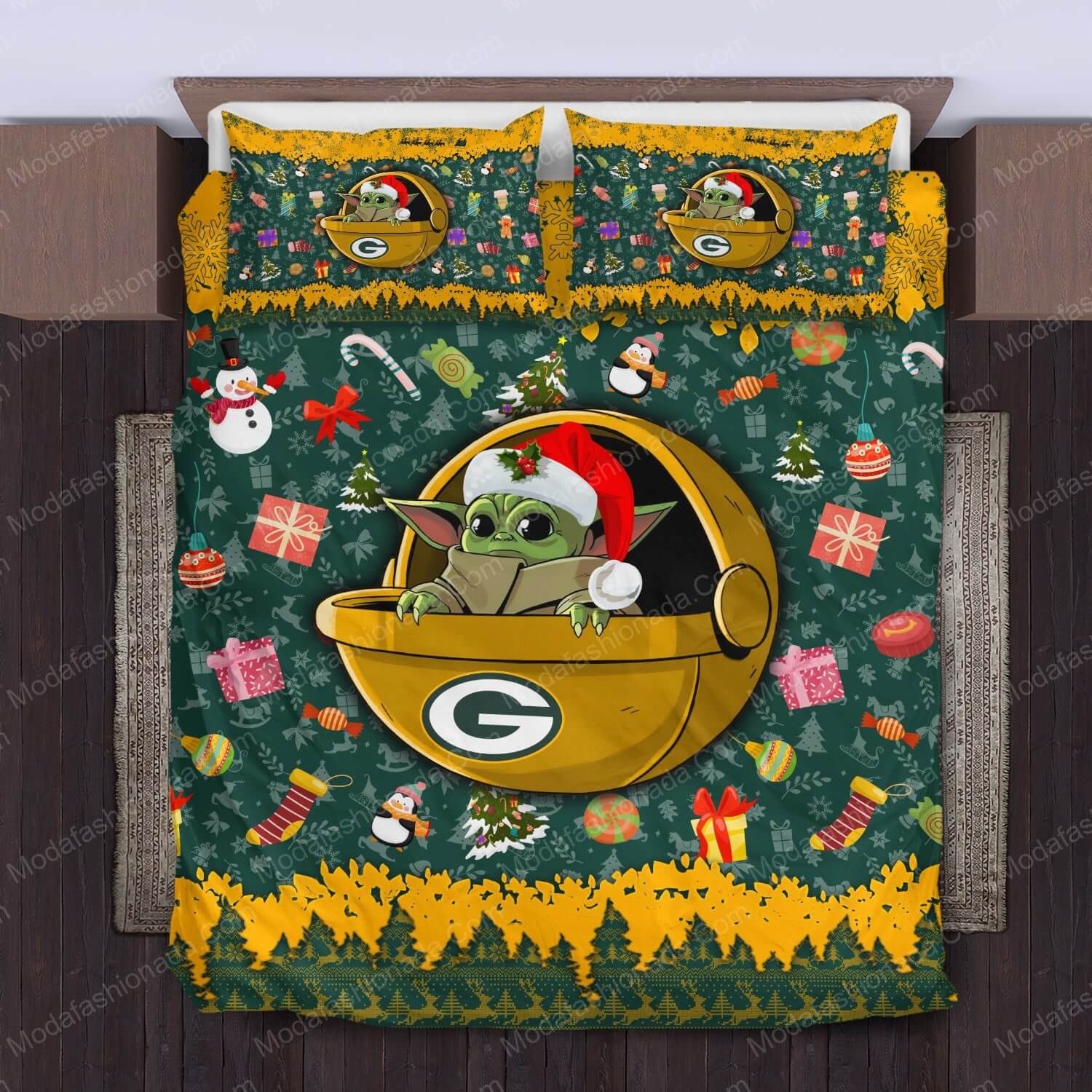 Yoda Bay NFL Green Bay Packers Christmas Bedding Sets Bedding Sets - Modafashionada.Com