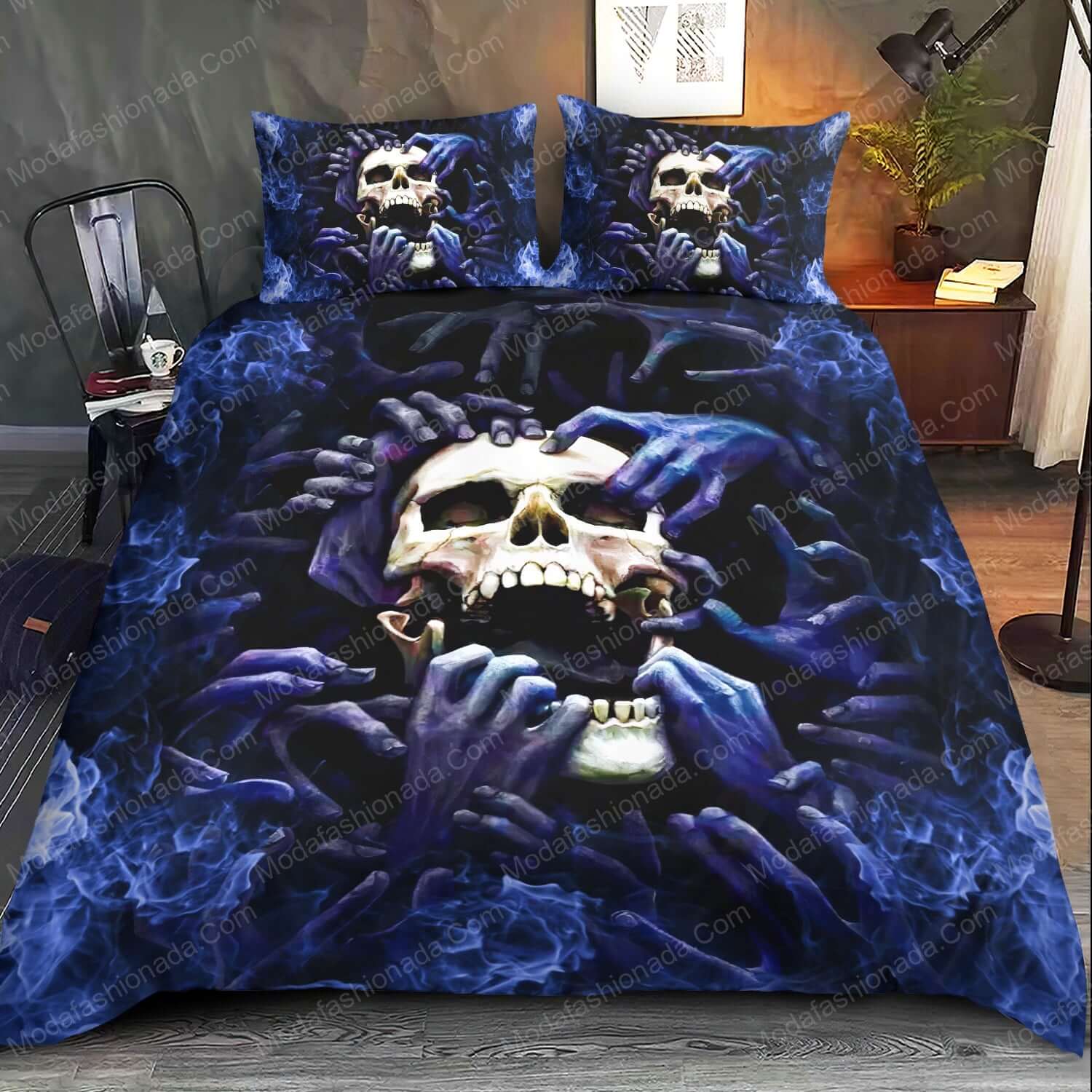Blue Flame Skeleton Skull Bed Sets Bedding Sets - Modafashionada.Com Blue Flame Skeleton Skull Bed Sets Bedding Sets - Modafashionada.Com