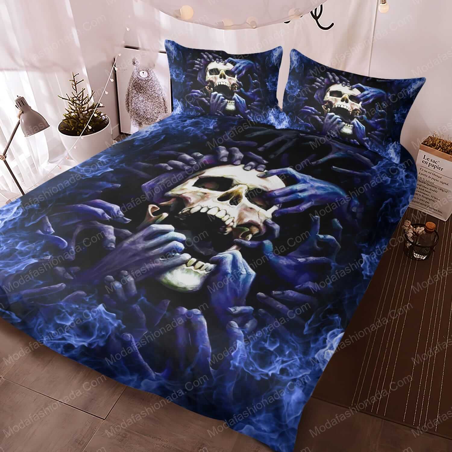 Blue Flame Skeleton Skull Bed Sets Bedding Sets - Modafashionada.Com Blue Flame Skeleton Skull Bed Sets Bedding Sets - Modafashionada.Com