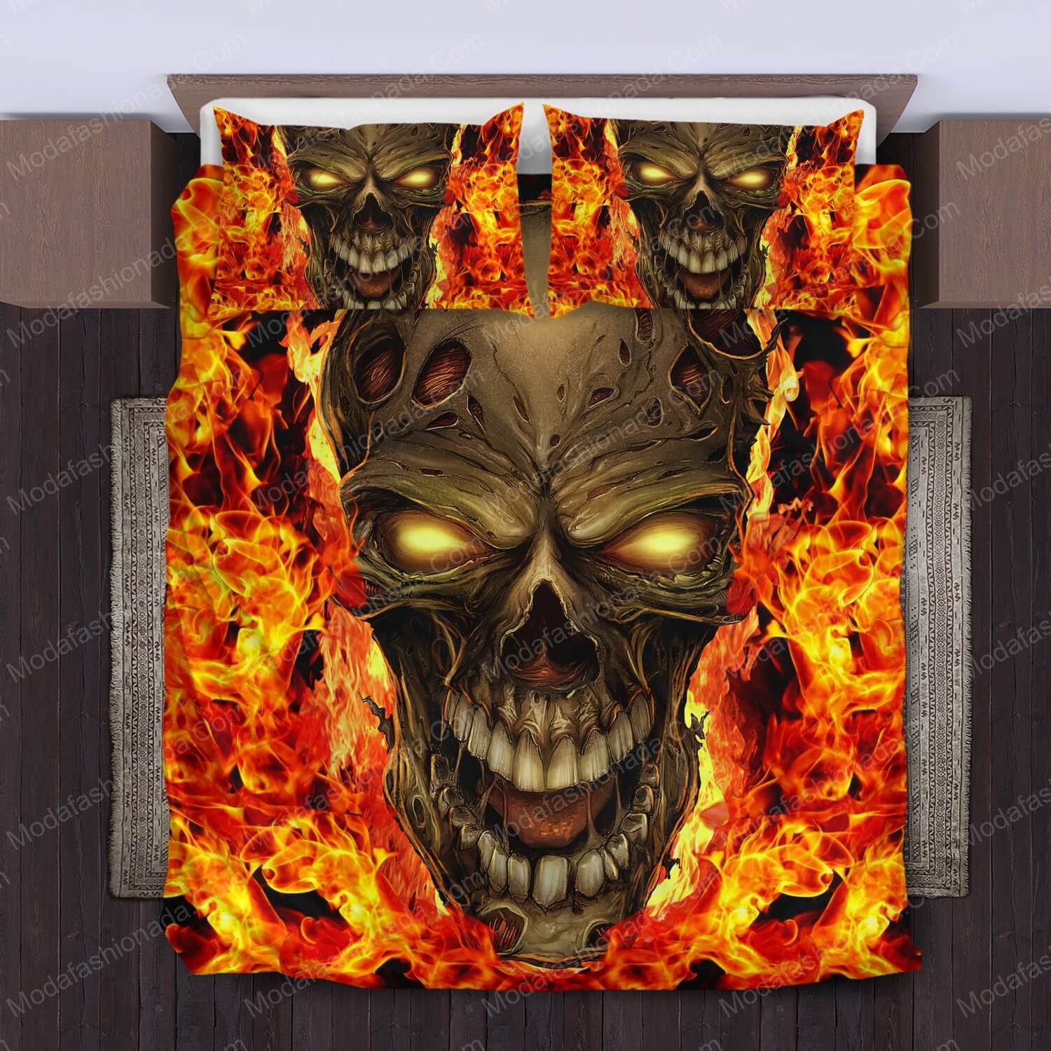 Burning Skull Halloween Bed Sets Bedding Sets - Modafashionada.Com