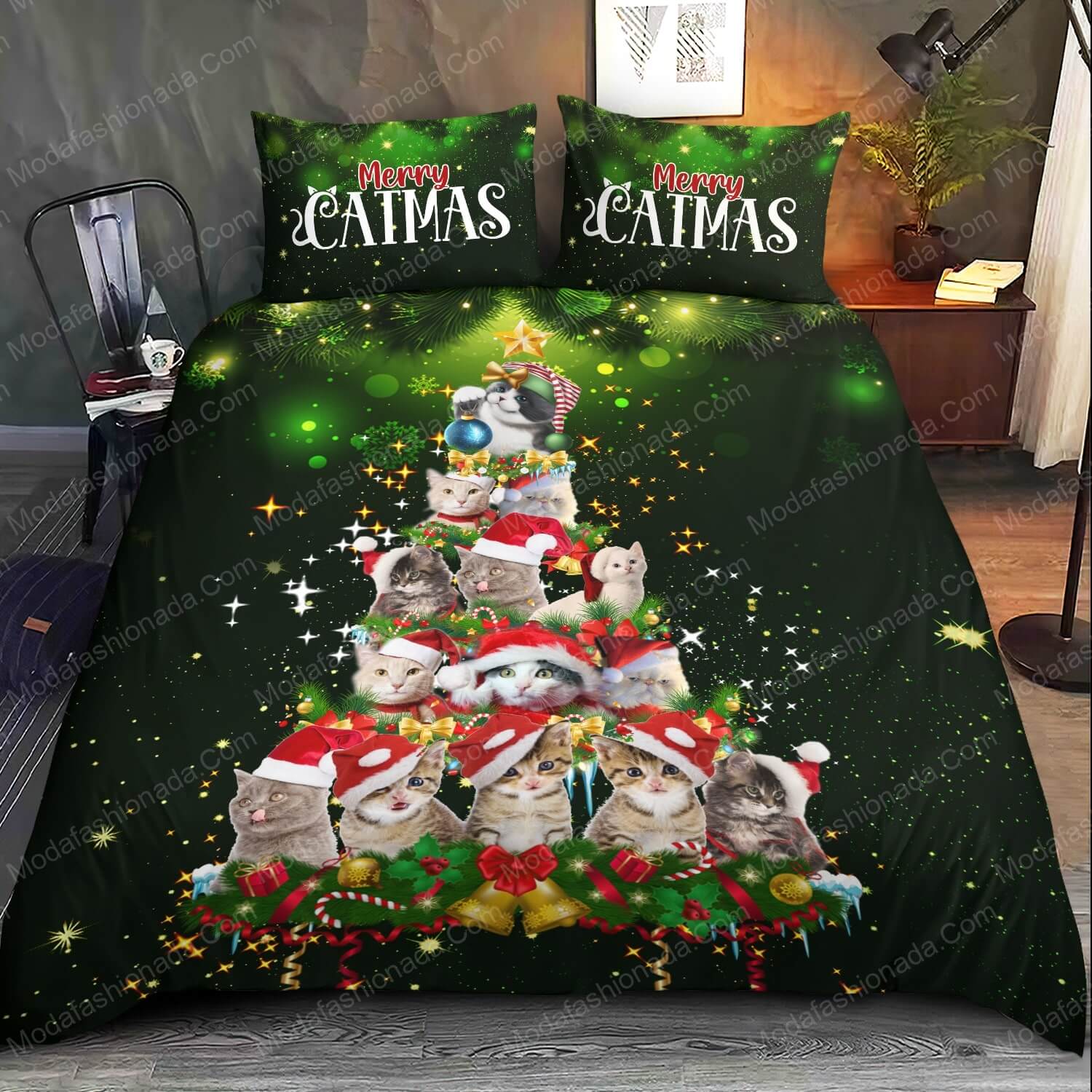 Cat Christmas Tree Bed Sets Bedding Sets - Modafashionada.Com Cat Christmas Tree Bed Sets Bedding Sets - Modafashionada.Com
