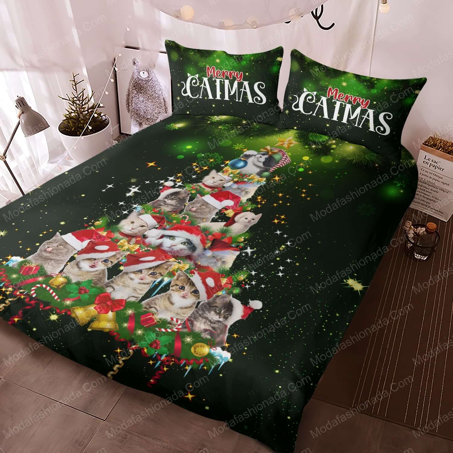 Cat Christmas Tree Bed Sets Bedding Sets - Modafashionada.Com Cat Christmas Tree Bed Sets Bedding Sets - Modafashionada.Com