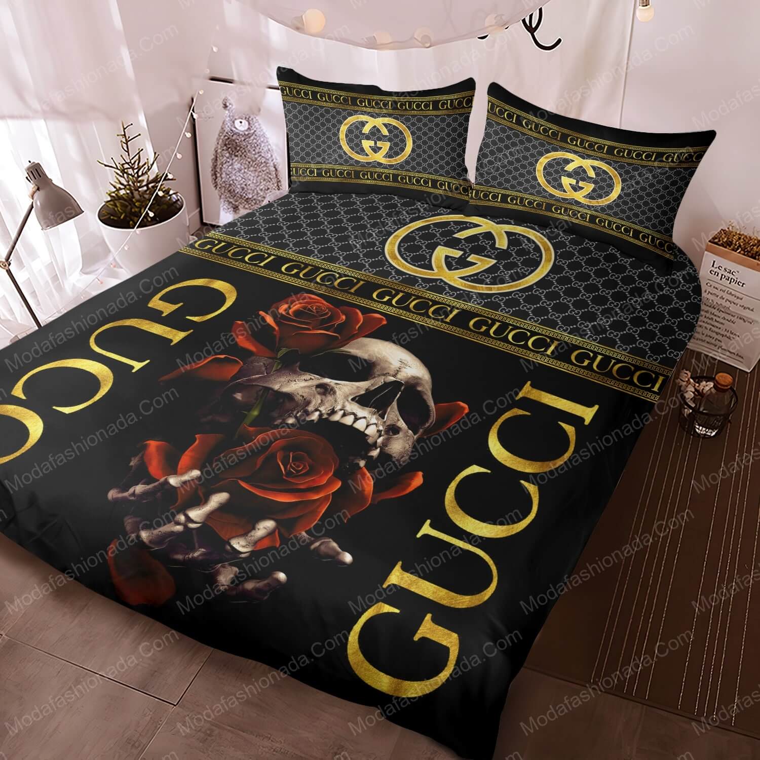 Gucci Skull And Roses Bed Sets Bedding Sets - Modafashionada.Com Gucci Skull And Roses Bed Sets Bedding Sets - Modafashionada.Com