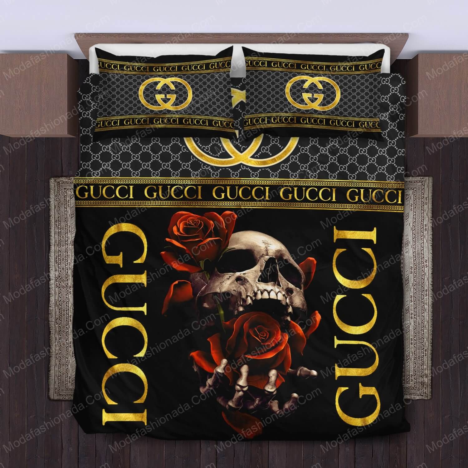 Gucci Skull And Roses Bed Sets Bedding Sets - Modafashionada.Com