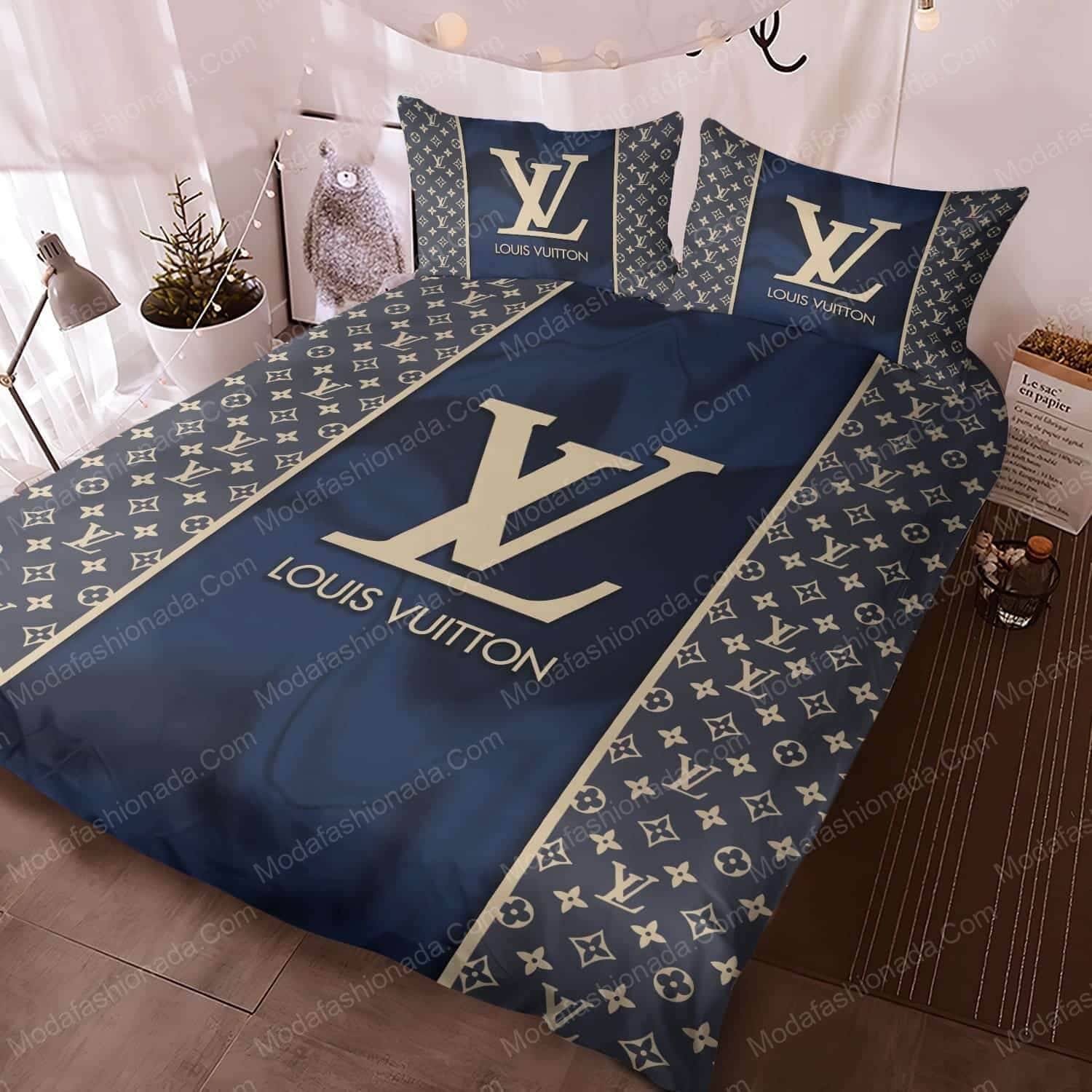 Navy Louis Vuitton Bed Set - Modafashionada.Com Navy Louis Vuitton Bed Set - Modafashionada.Com