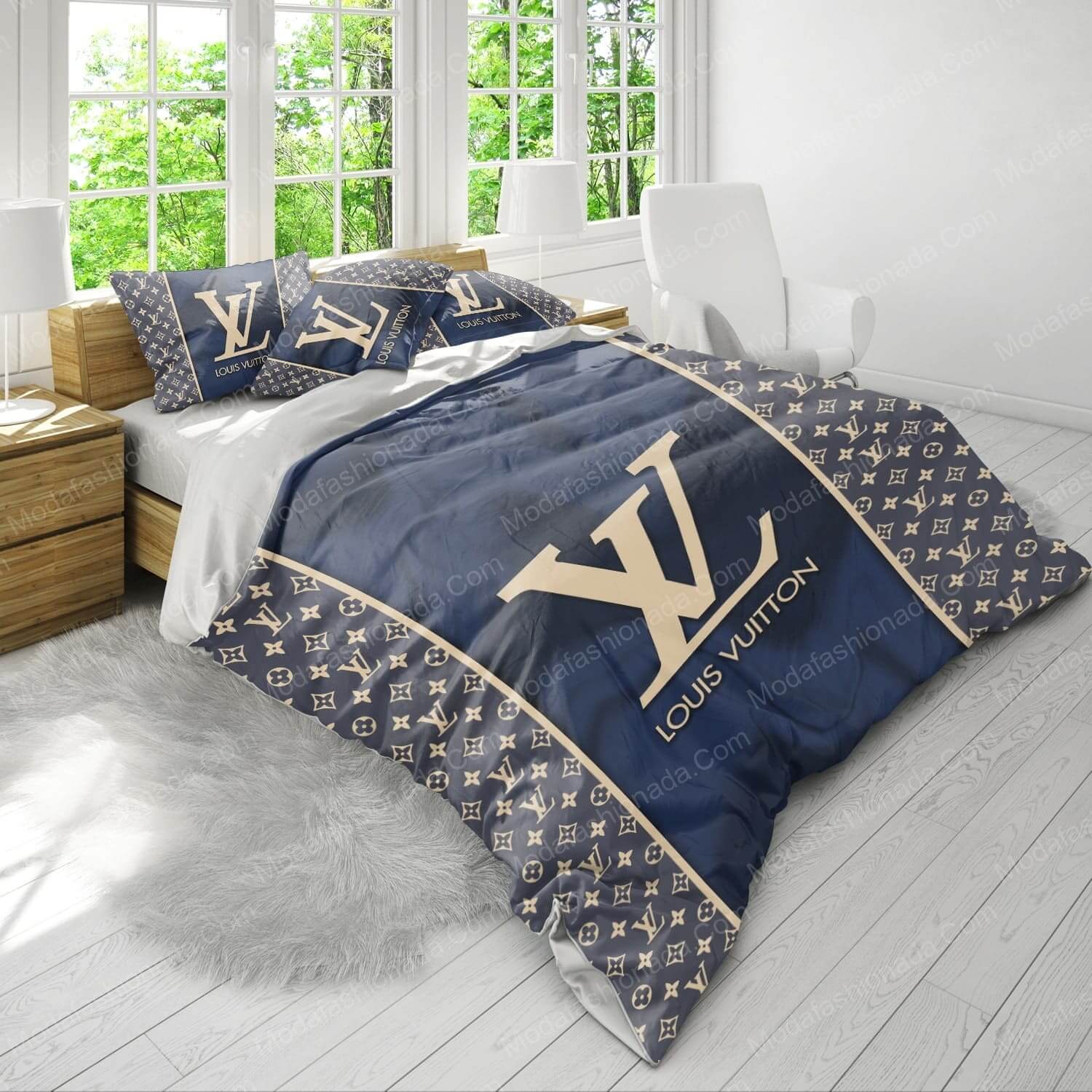 Navy Louis Vuitton Bed Set - Modafashionada.Com Navy Louis Vuitton Bed Set - Modafashionada.Com