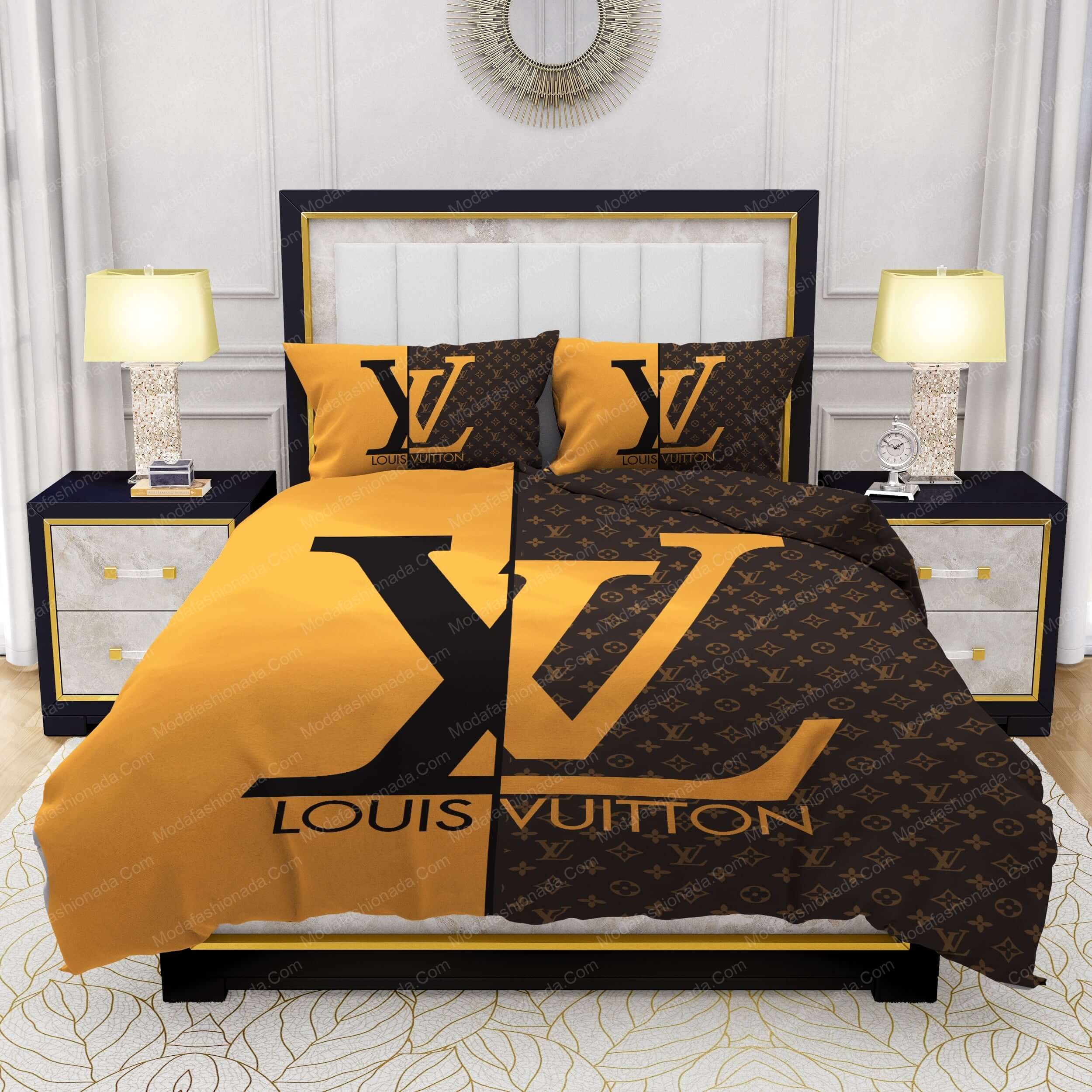 Yellow and Brown Louis Vuitton Bedding Sets - Modafashionada.Com