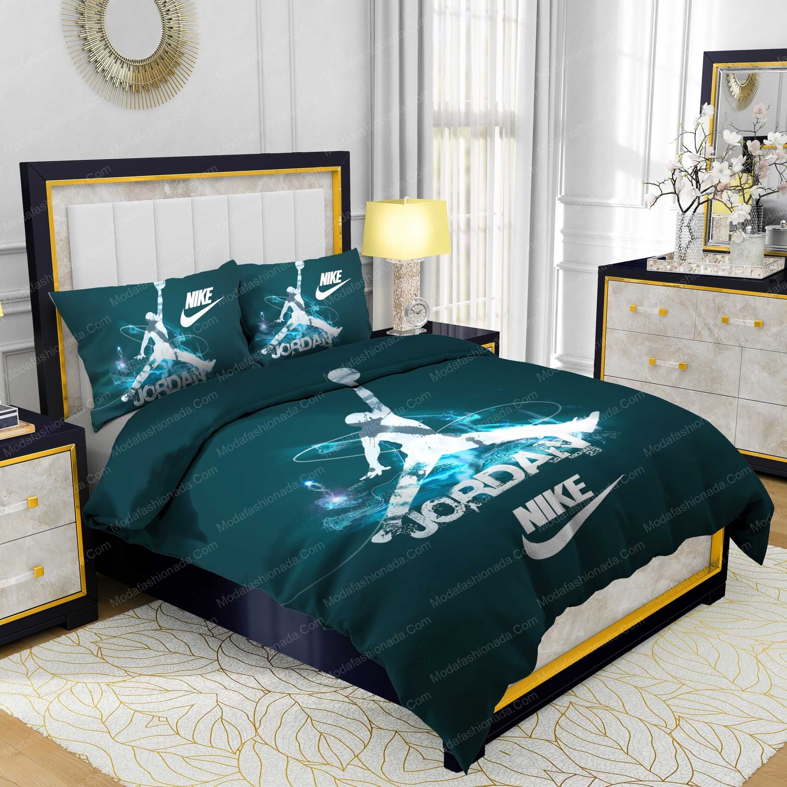 Famous Nike Air Jordan Moss Green Background Bedding Sets - Modafashionada.Com Famous Nike Air Jordan Moss Green Background Bedding Sets - Modafashionada.Com