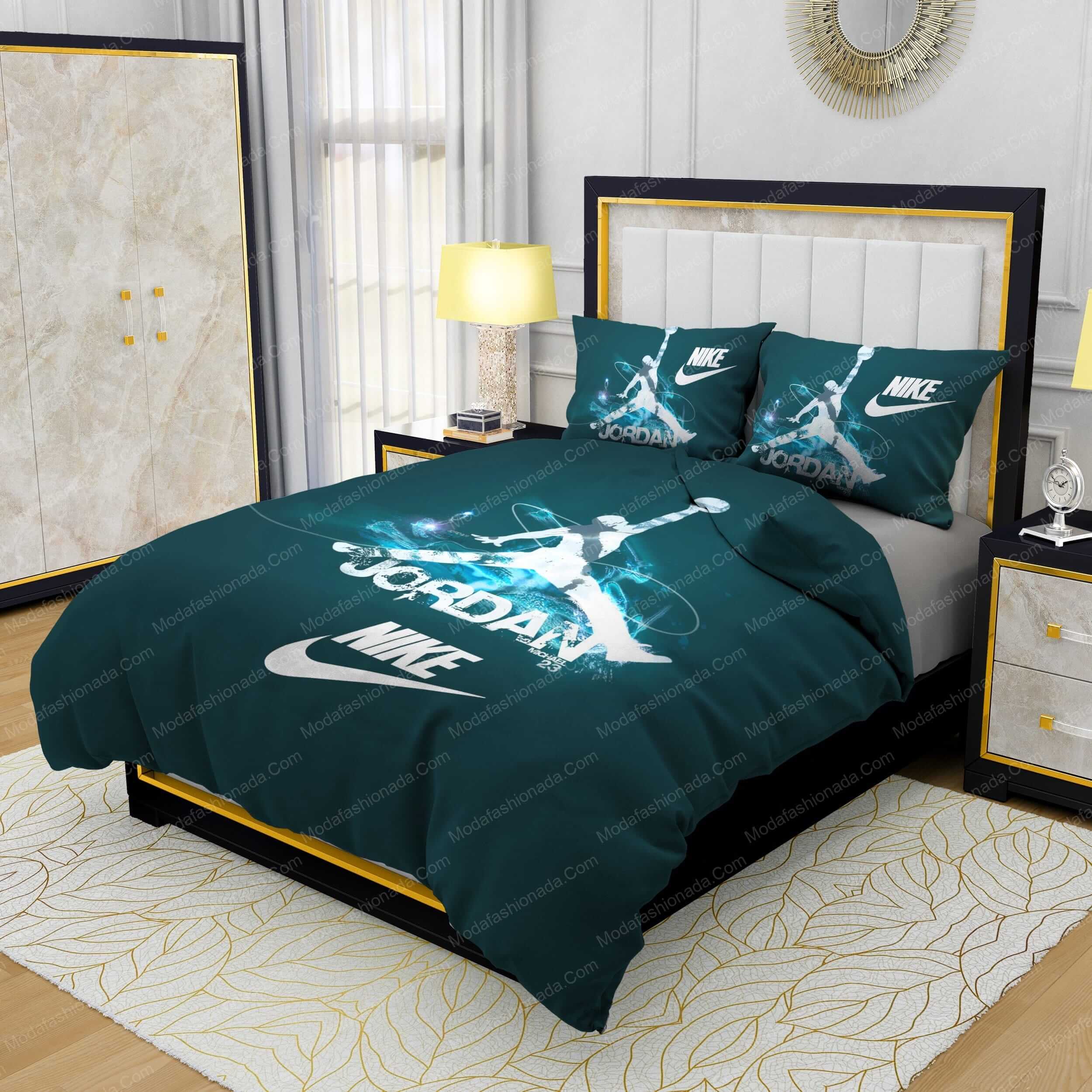 Famous Nike Air Jordan Moss Green Background Bedding Sets - Modafashionada.Com Famous Nike Air Jordan Moss Green Background Bedding Sets - Modafashionada.Com