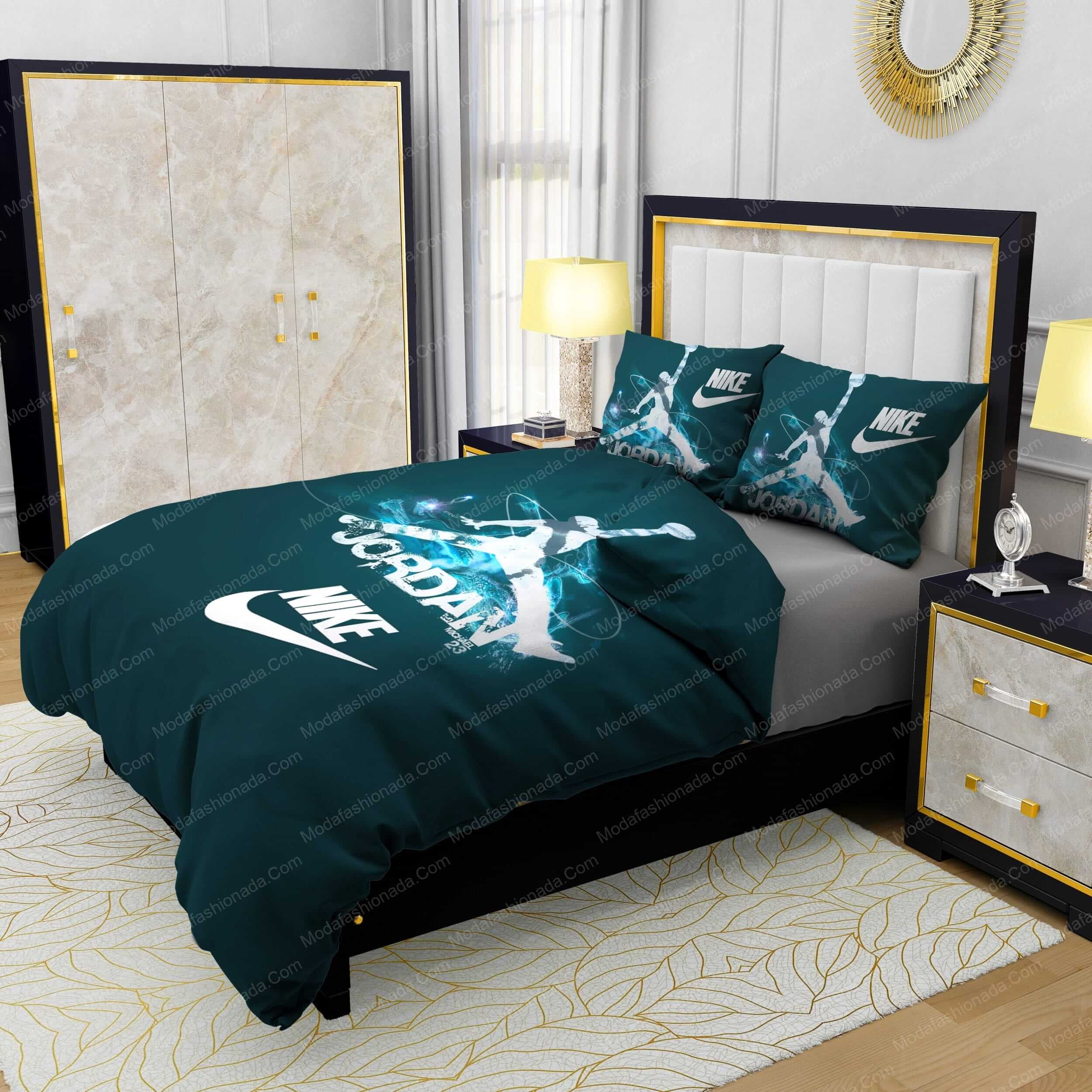 Famous Nike Air Jordan Moss Green Background Bedding Sets - Modafashionada.Com Famous Nike Air Jordan Moss Green Background Bedding Sets - Modafashionada.Com