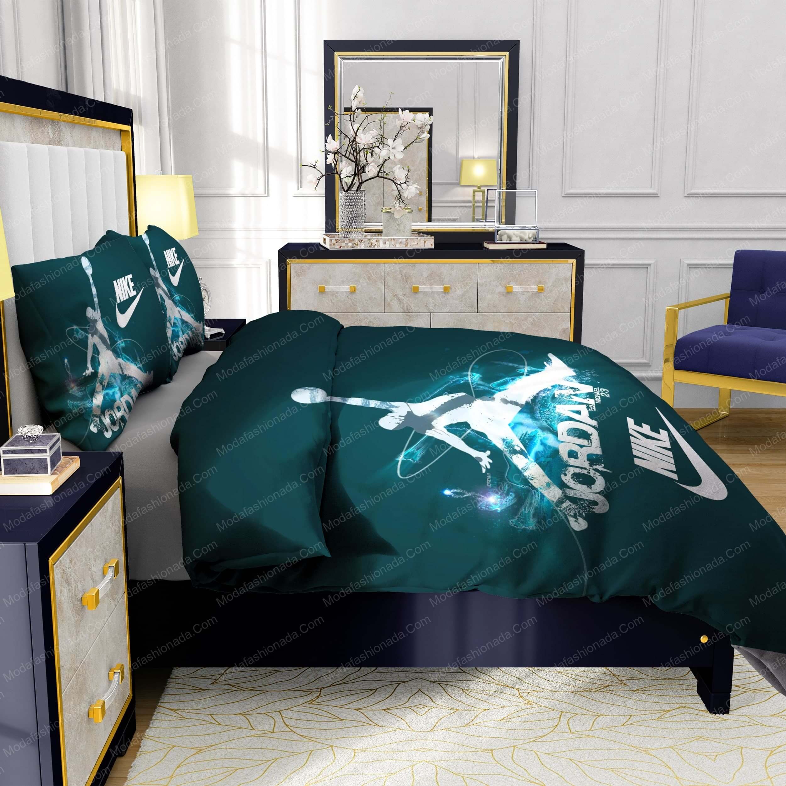 Famous Nike Air Jordan Moss Green Background Bedding Sets - Modafashionada.Com Famous Nike Air Jordan Moss Green Background Bedding Sets - Modafashionada.Com