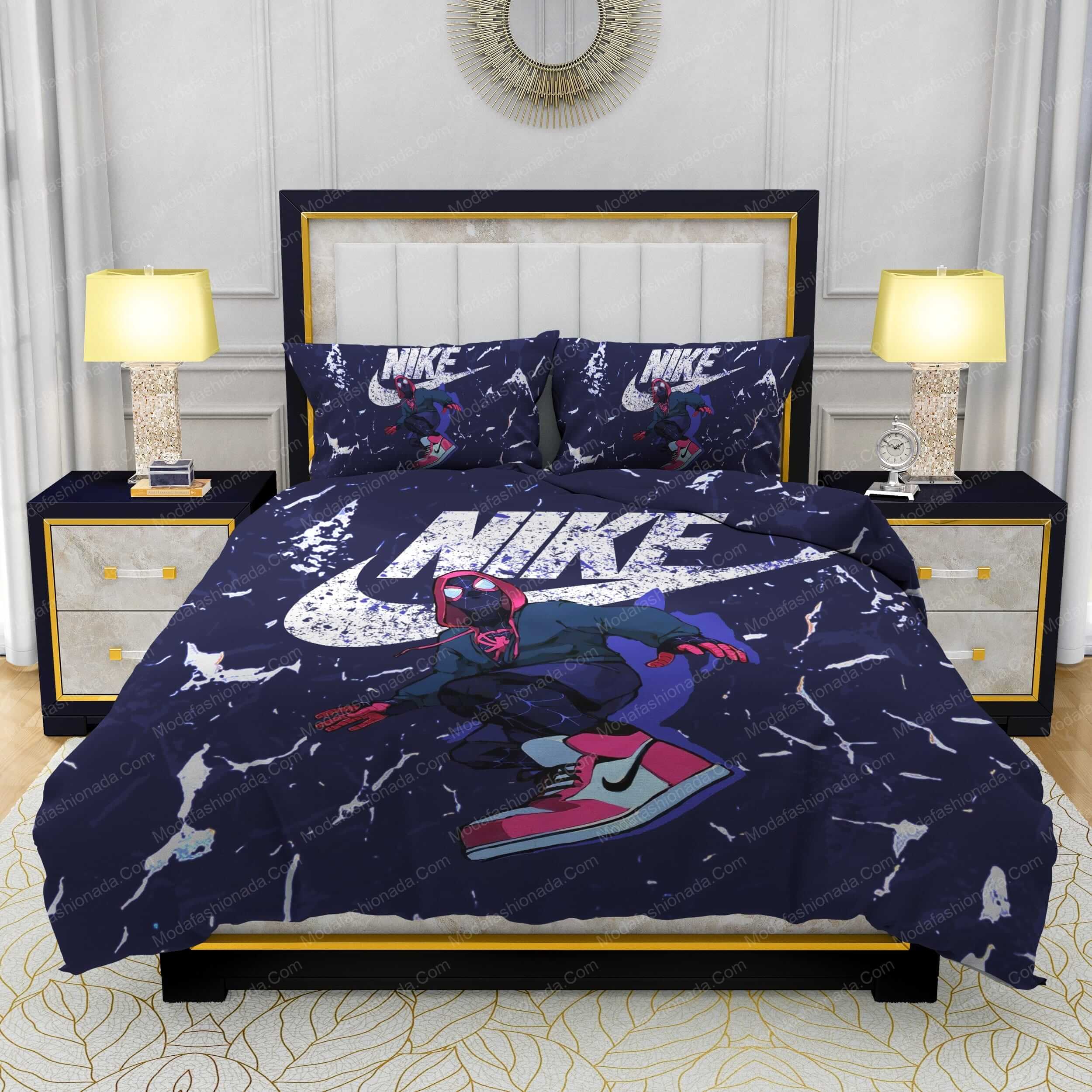Spider Man And Famous Nike Air Jordan Design & Quality Comfortable 4 Pieces Bedding Sets - Modafashionada.Com