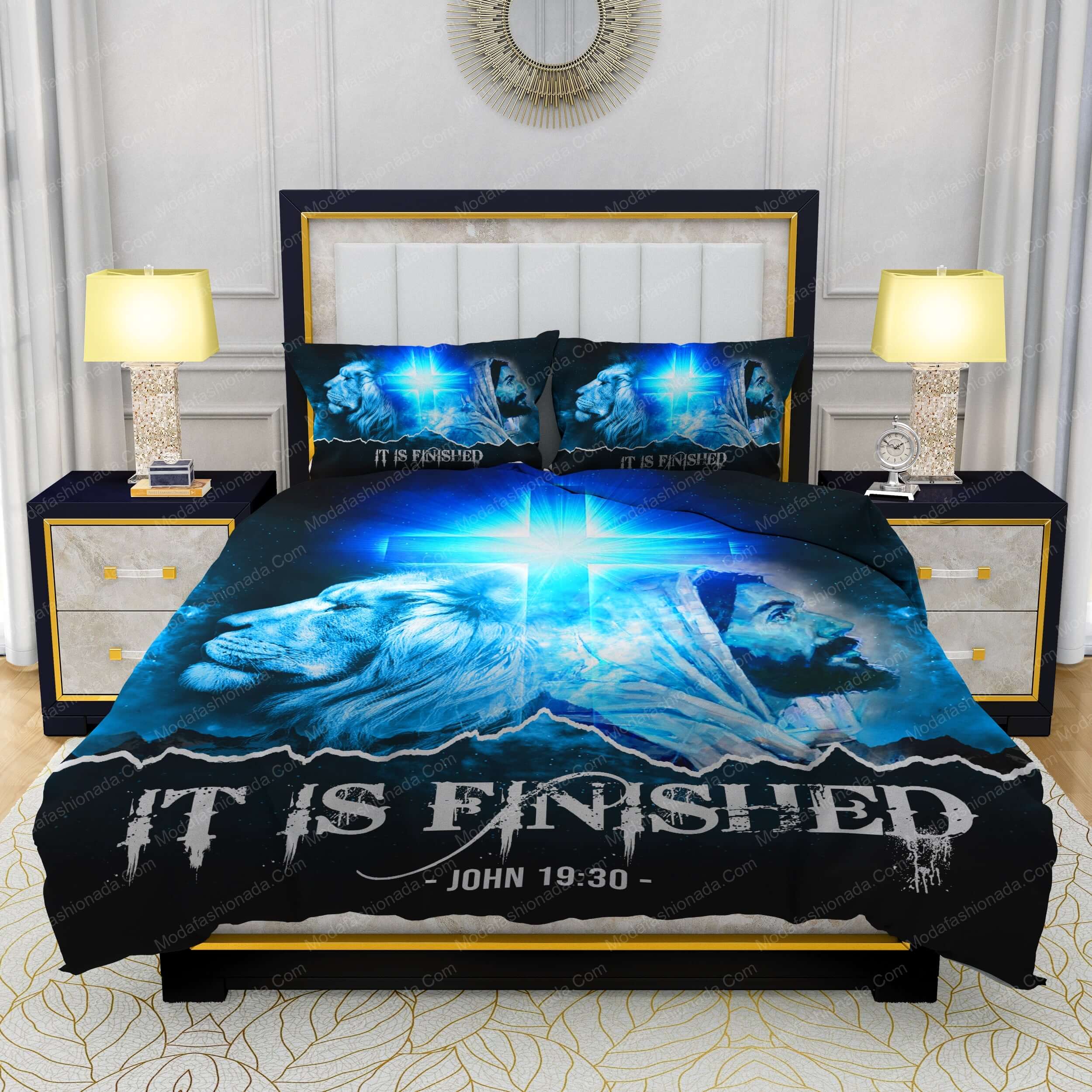 Jesus Cross It Is Finished Lion Bedding Sets - Modafashionada.Com