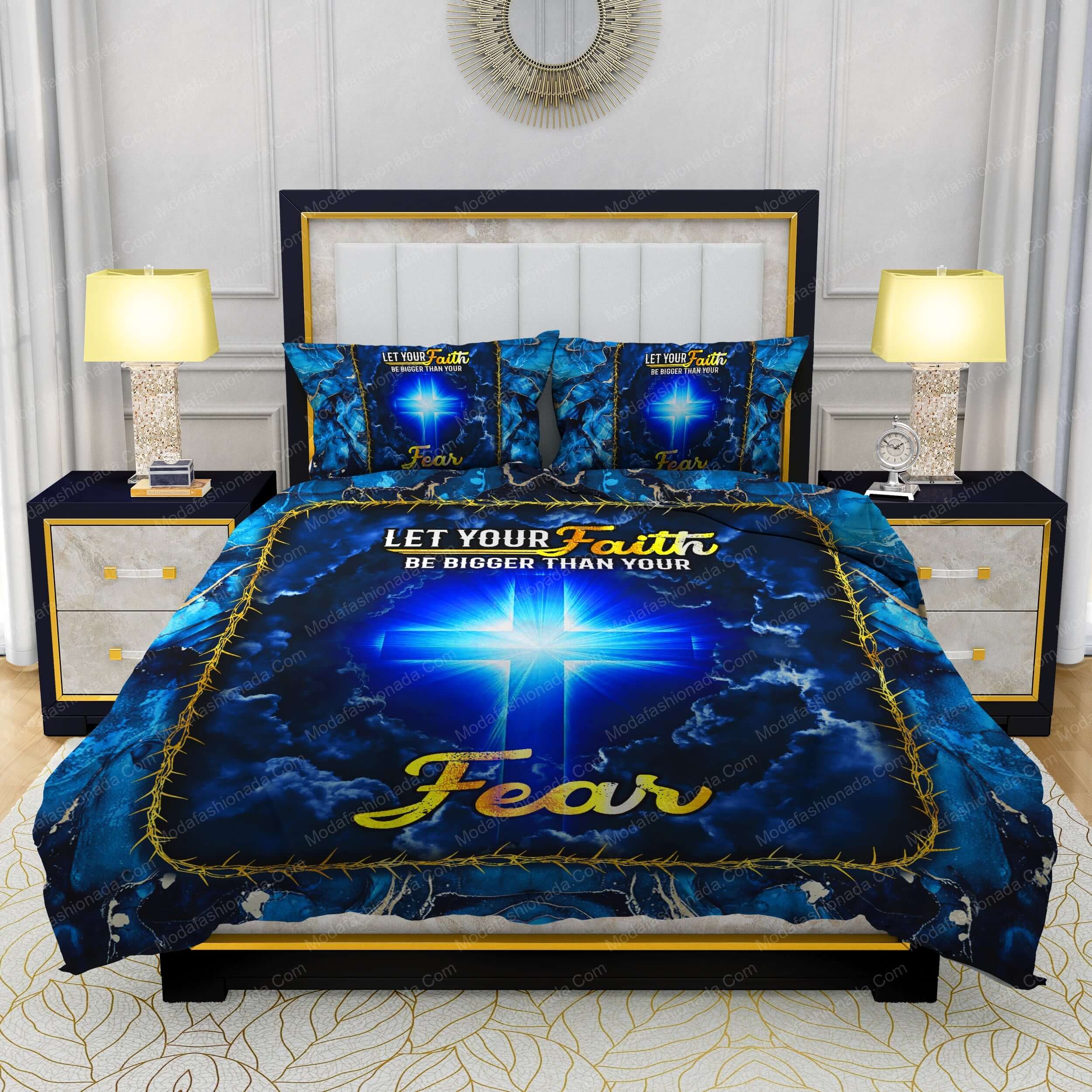 Jesus Cross Let Your Faith Be Bigger Than Your Fear Bedding Sets - Modafashionada.Com