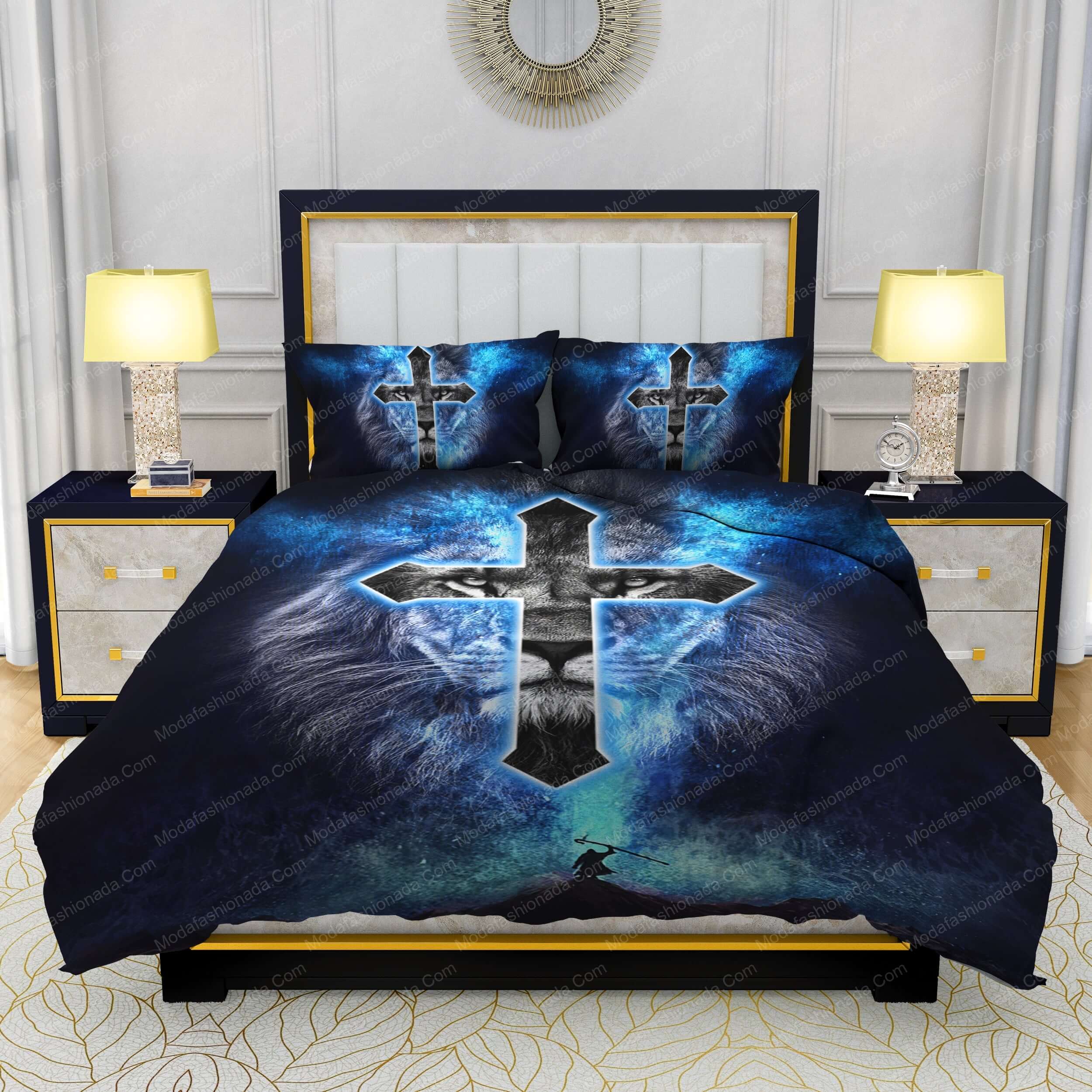 Jesus Cross On The Lion's Face Bedding Sets - Modafashionada.Com