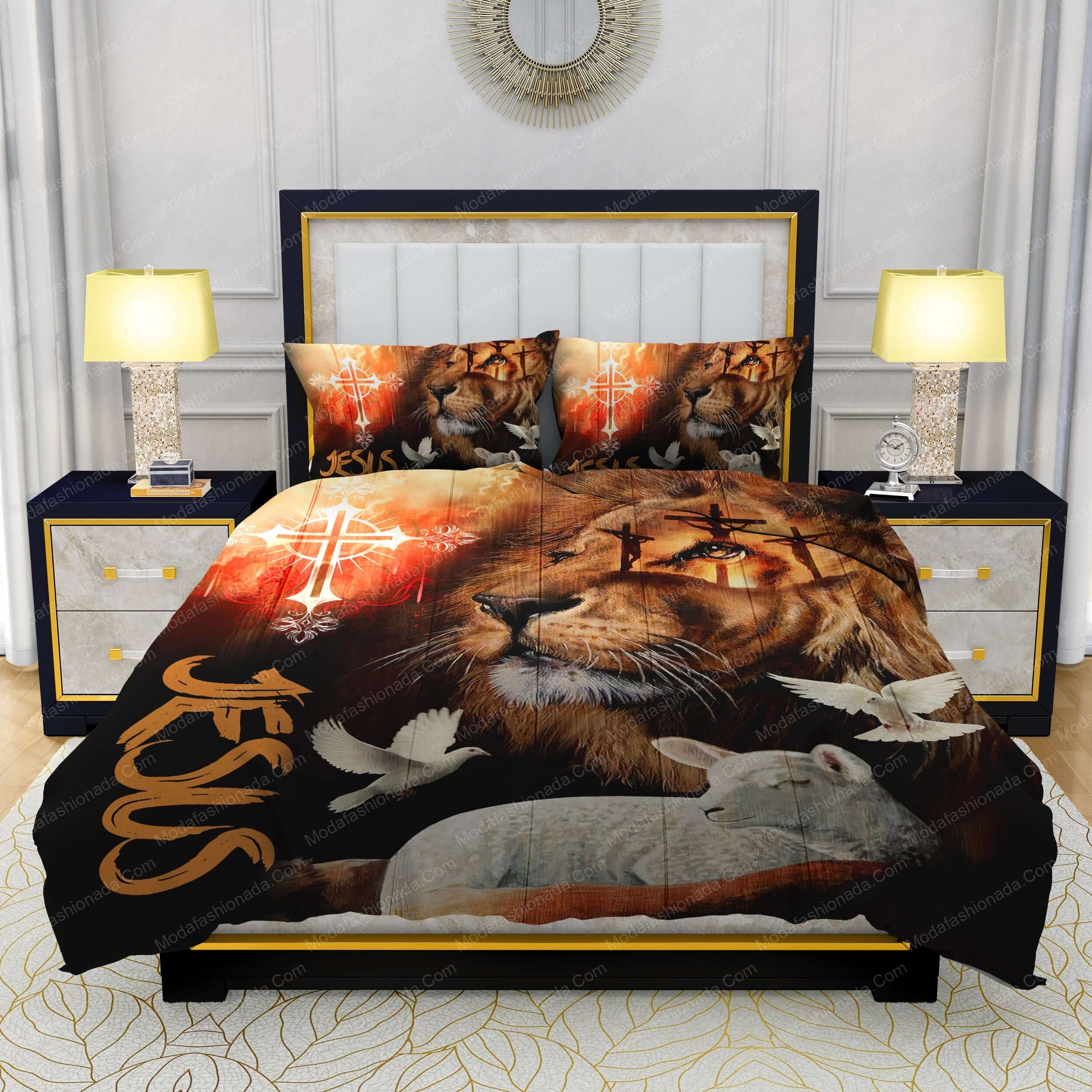 Jesus Gothic Cross Lion Dove And Sheep Bedding Sets - Modafashionada.Com