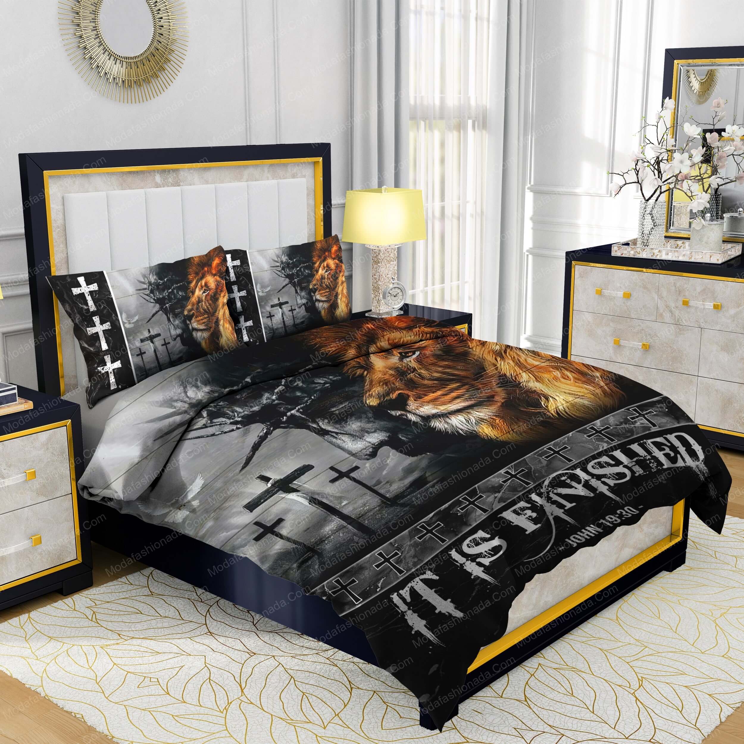 Jesus Three Crucifix Crosses Lion Bedding Sets - Modafashionada.Com Jesus Three Crucifix Crosses Lion Bedding Sets - Modafashionada.Com