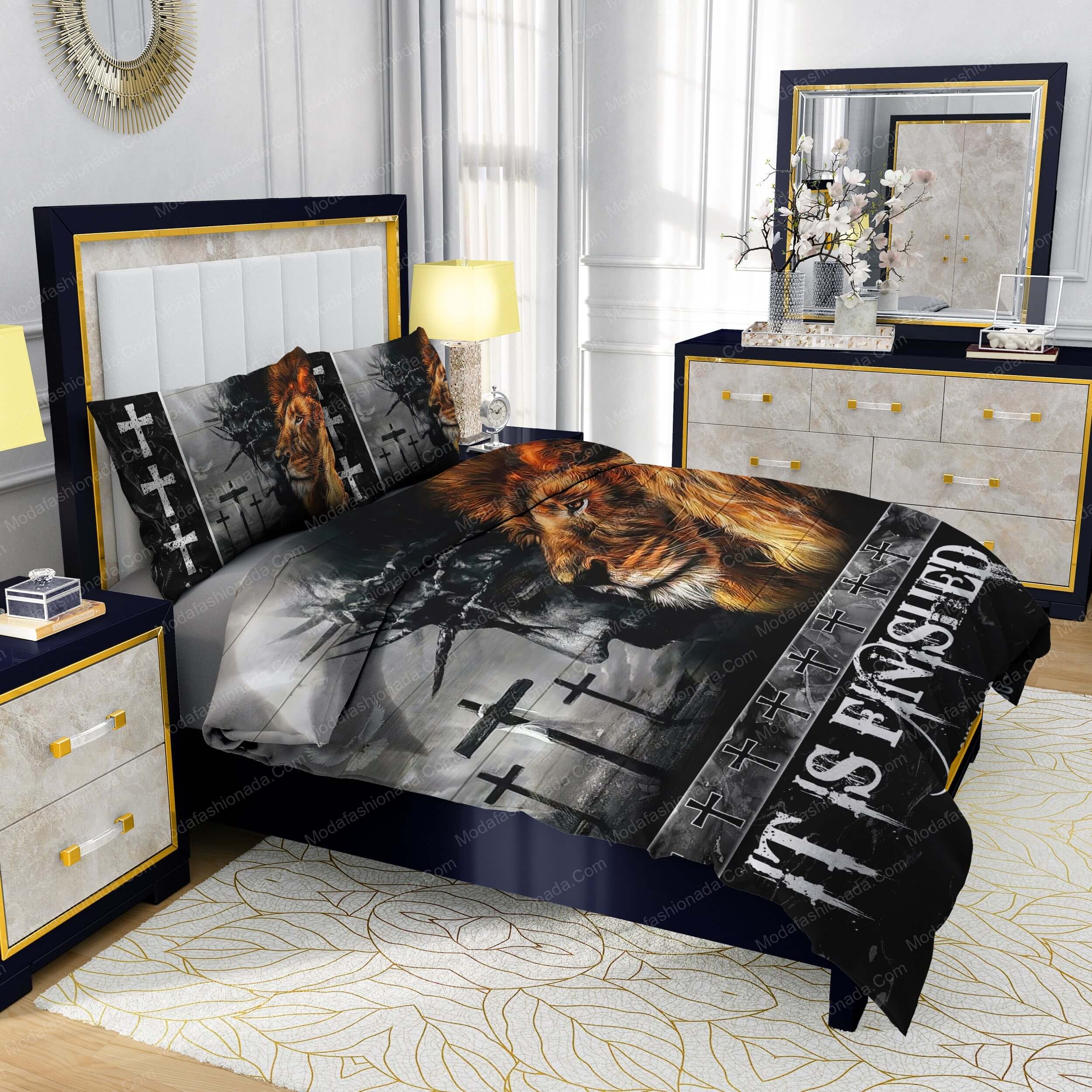 Jesus Three Crucifix Crosses Lion Bedding Sets - Modafashionada.Com Jesus Three Crucifix Crosses Lion Bedding Sets - Modafashionada.Com