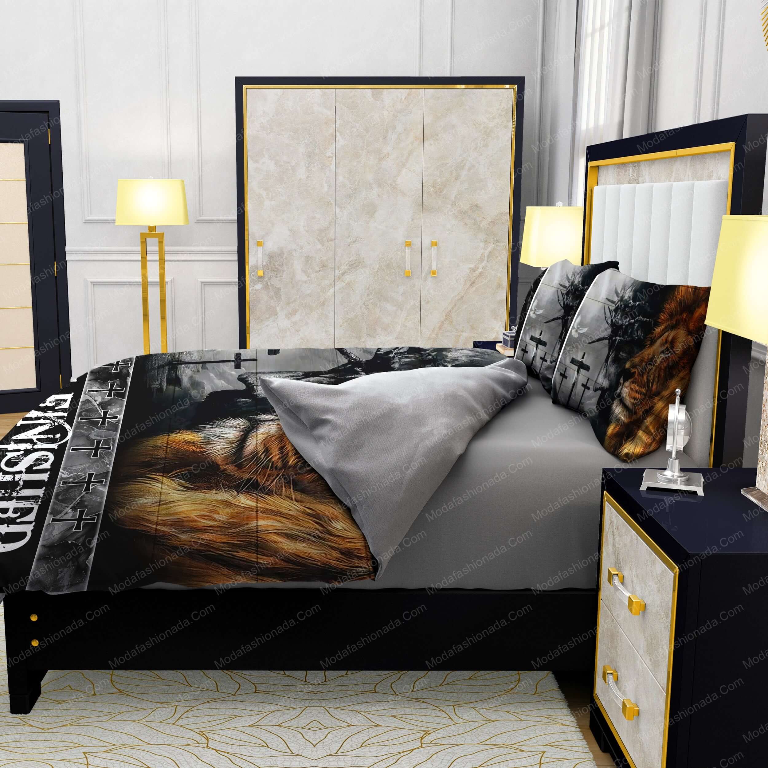 Jesus Three Crucifix Crosses Lion Bedding Sets - Modafashionada.Com Jesus Three Crucifix Crosses Lion Bedding Sets - Modafashionada.Com