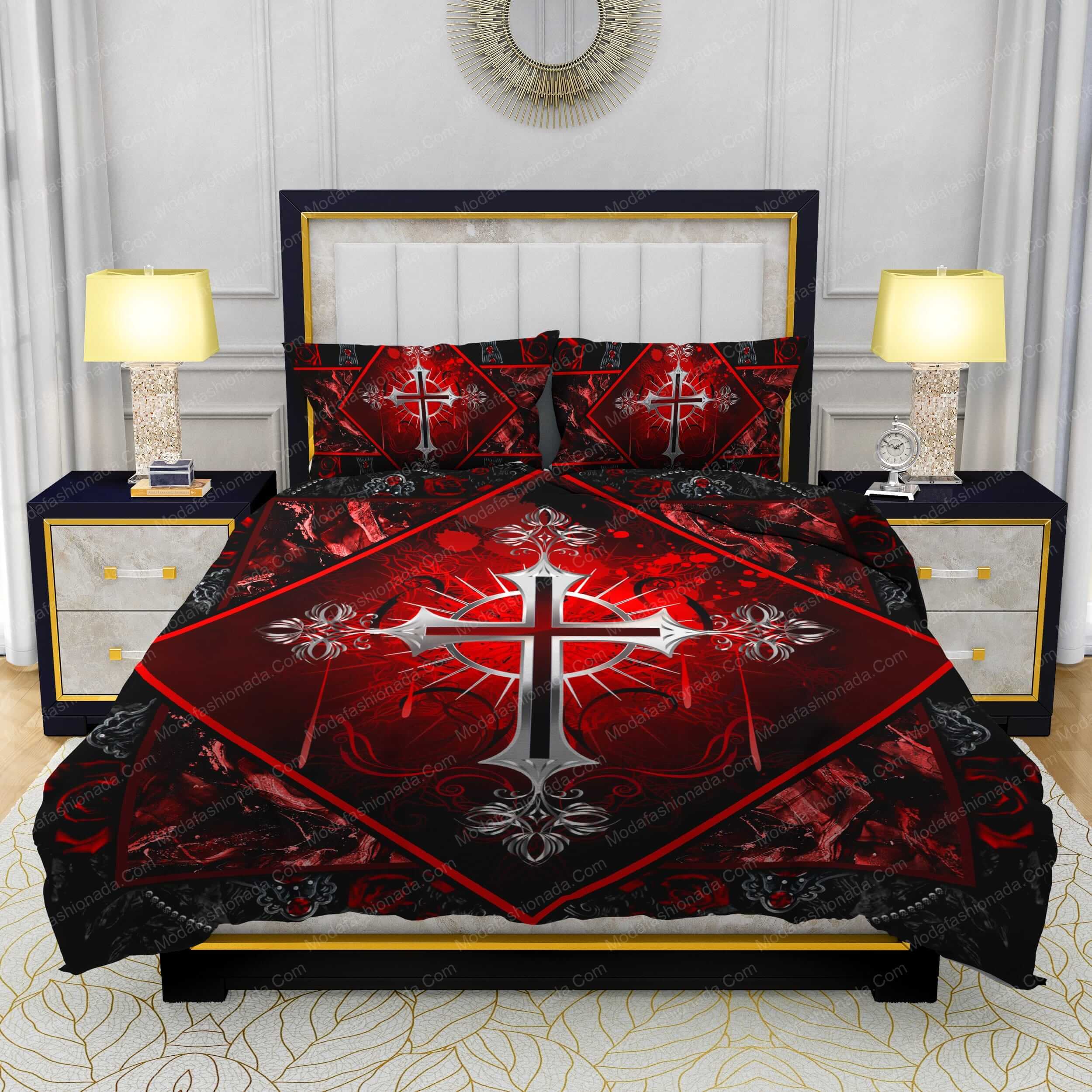 Jewelry Gothic Silver Cross Bedding Sets - Modafashionada.Com